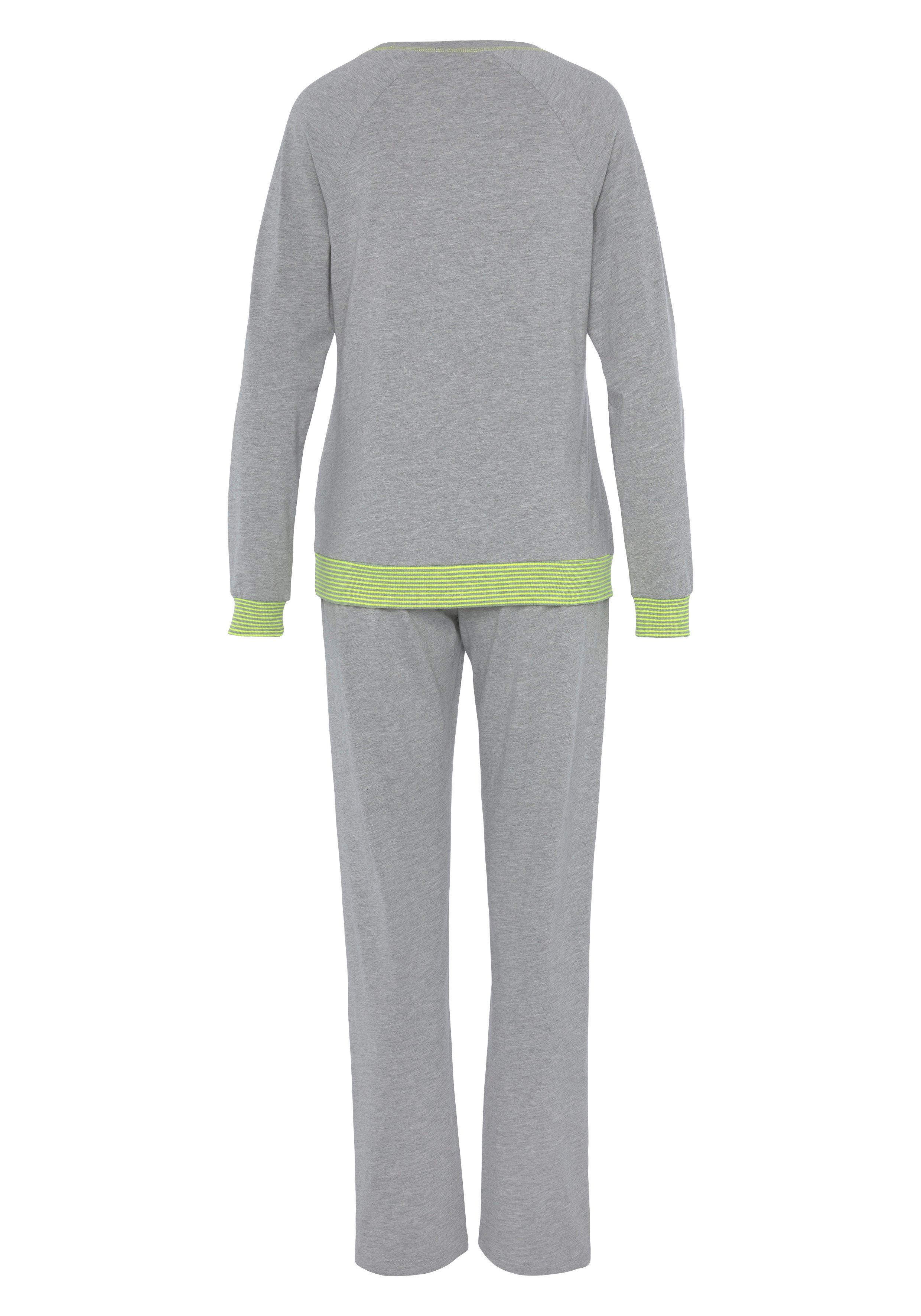 Vivance Dreams Pyjama met decoratieve flatlock-naden in neonkleuren (2-delig)