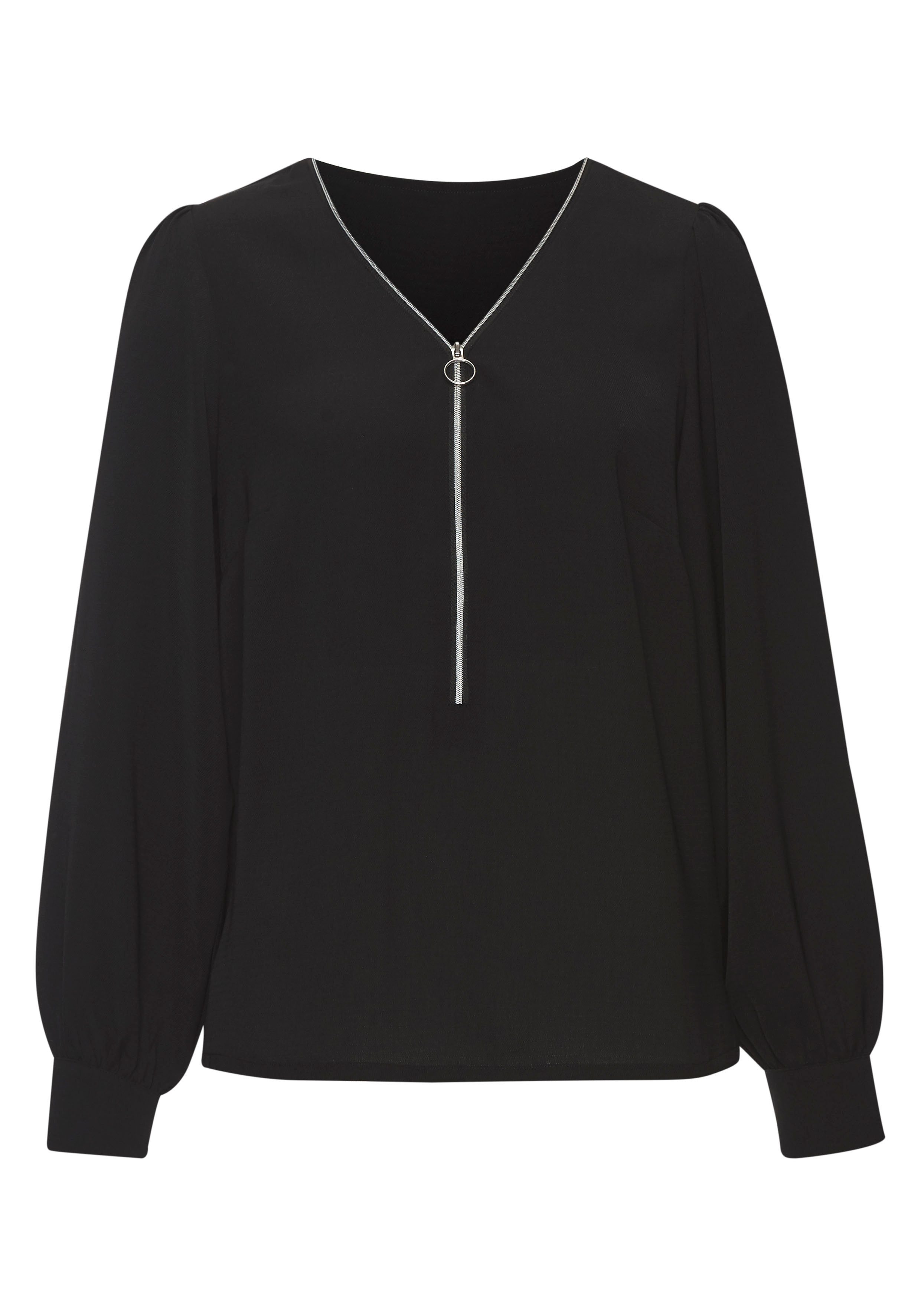 Lascana Blouse met lange mouwen met ritsdetail, elegante damesblouse