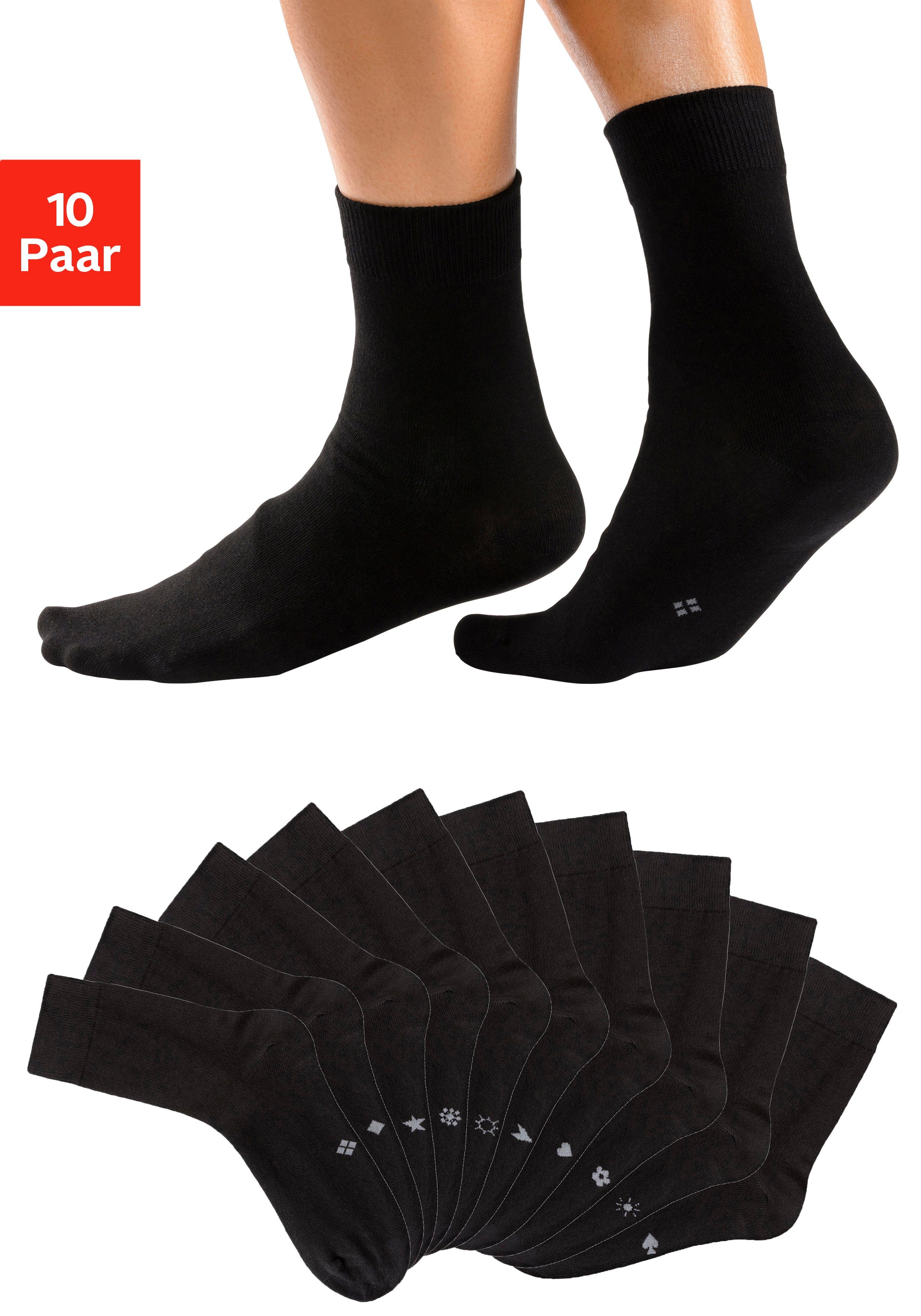 H.I.S Basic sokken met ingebreide symbolen (set, 10 paar)