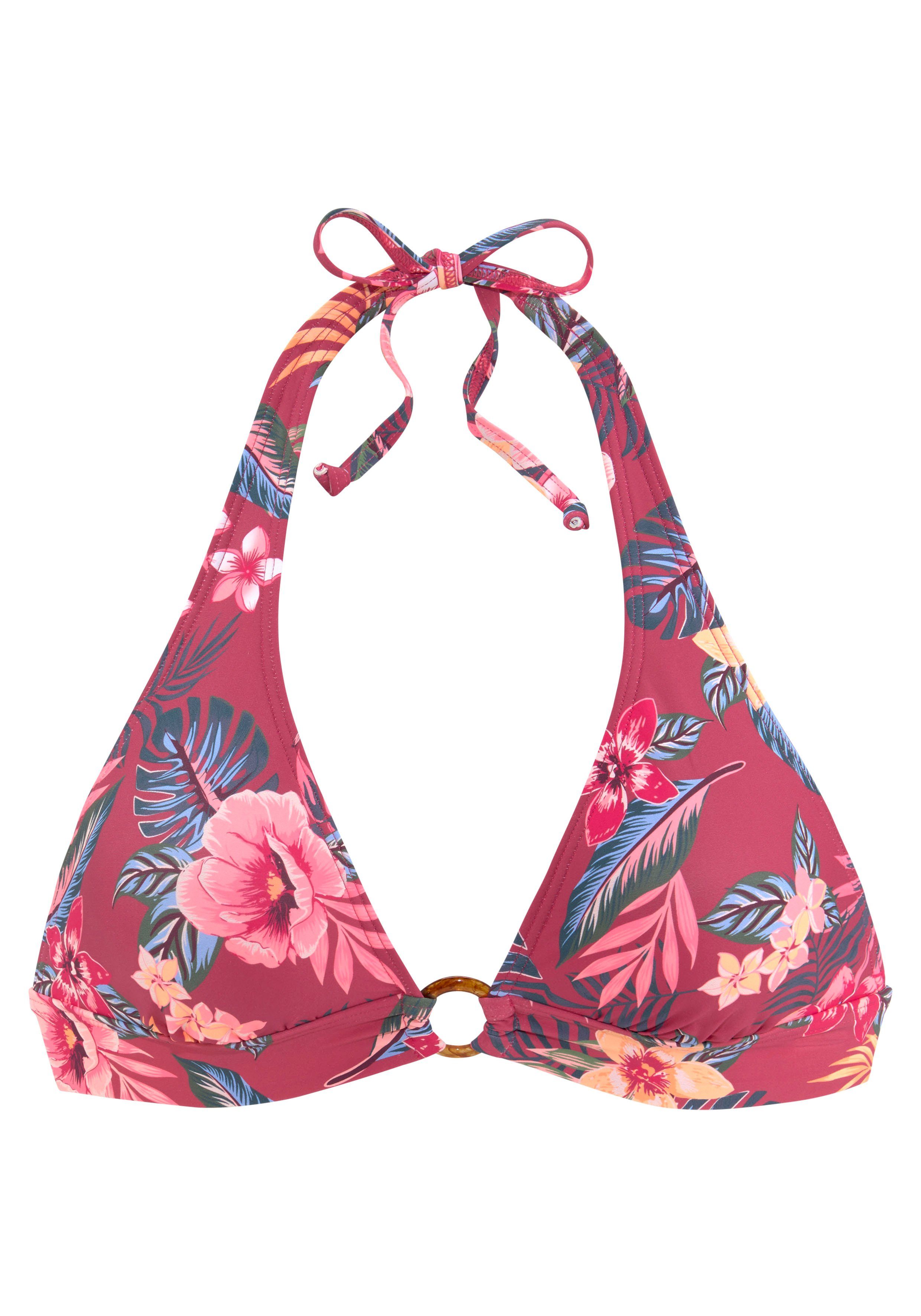s.oliver red label beachwear triangel-bikinitop marika met sierring rood