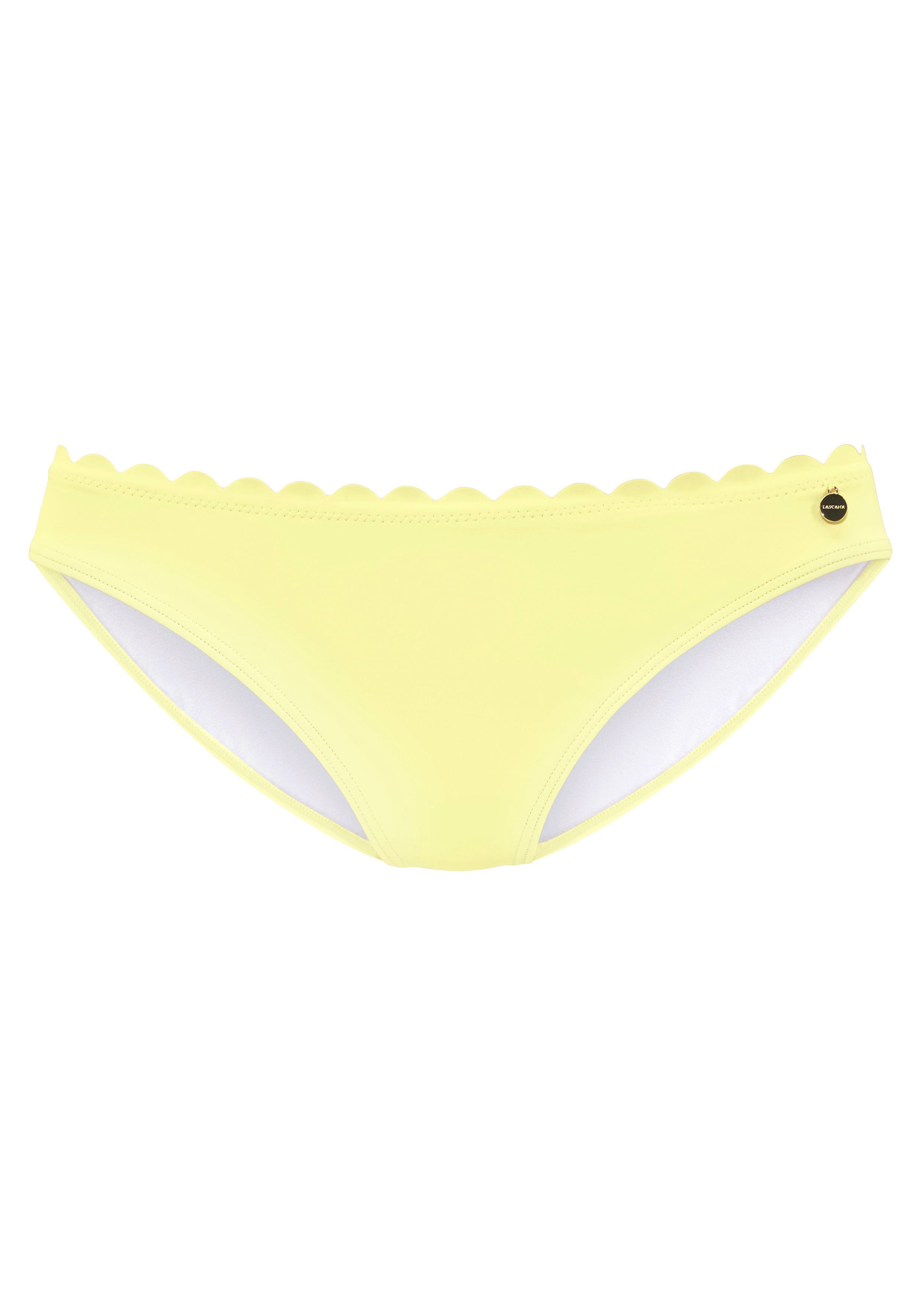 lascana bikinibroekje scallop met gelaserd schulprandje geel