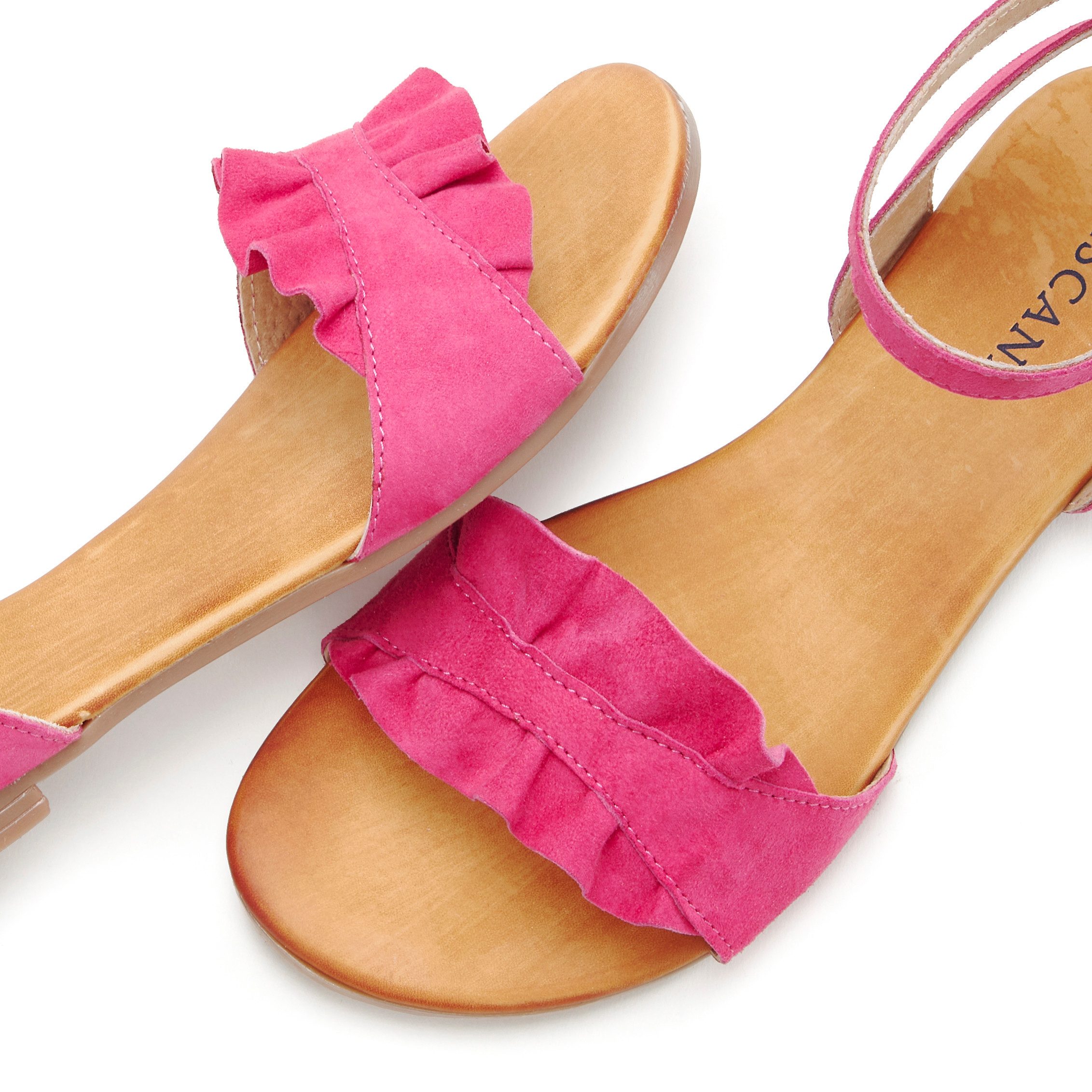 Lascana Sandalen Zomerschoen Sandalette, zomerschoen van hoogwaardig leer met kleine ruches