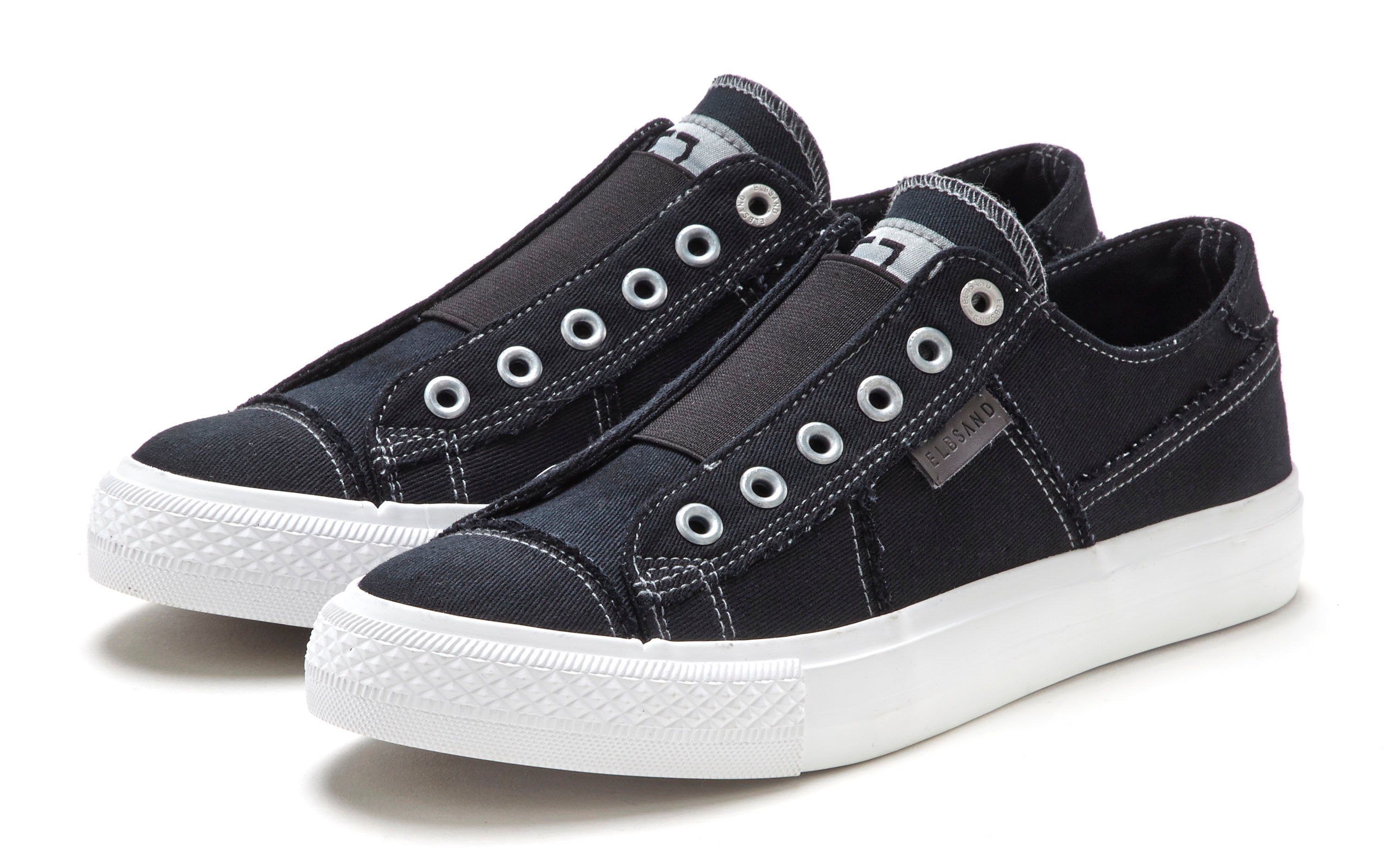 Elbsand Slip-on sneakers uit textiel, comfortabele elastische inzet, lage schoen, casual schoen, slipper