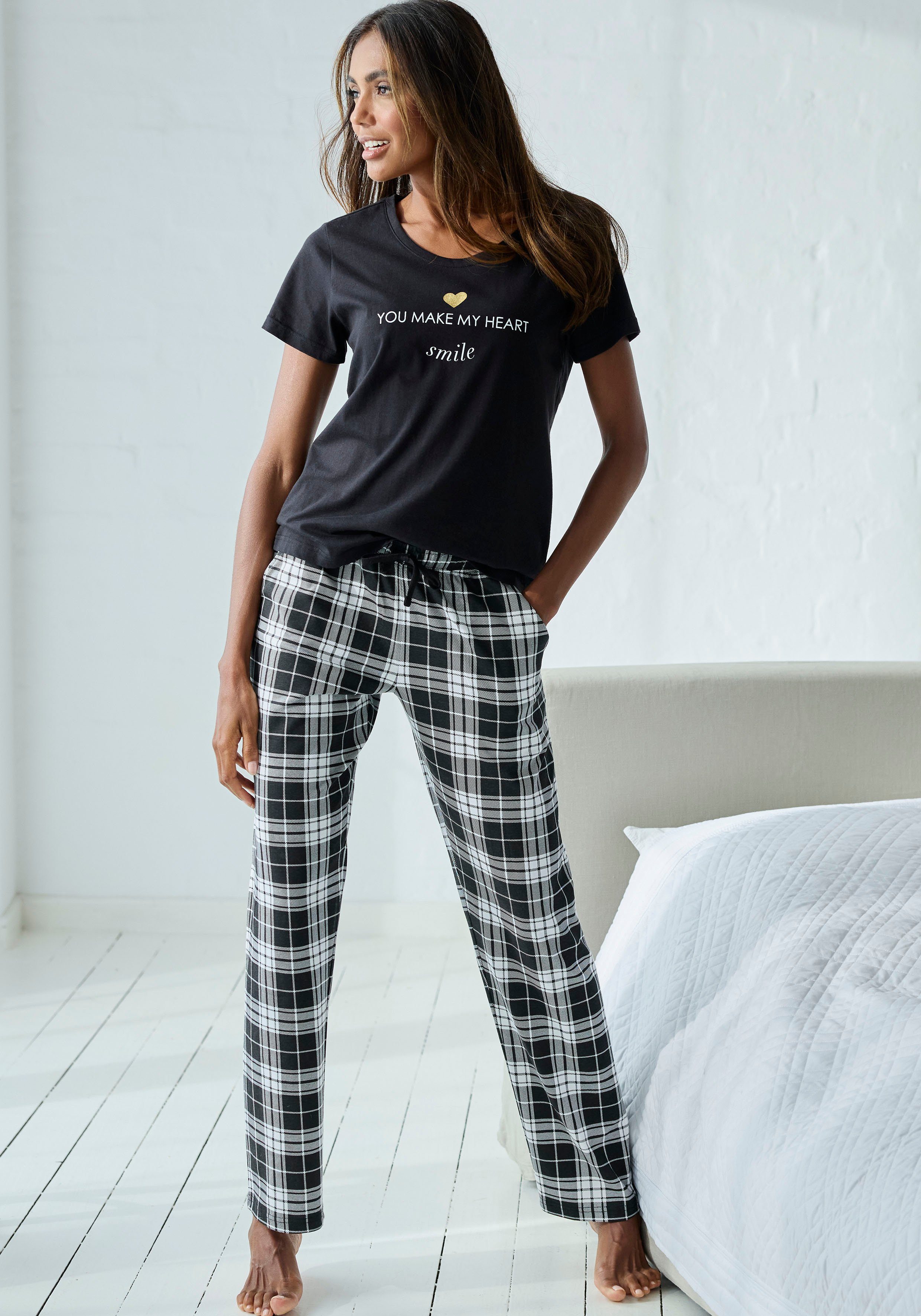 Vivance Dreams Pyjamabroek met zwart-wit print