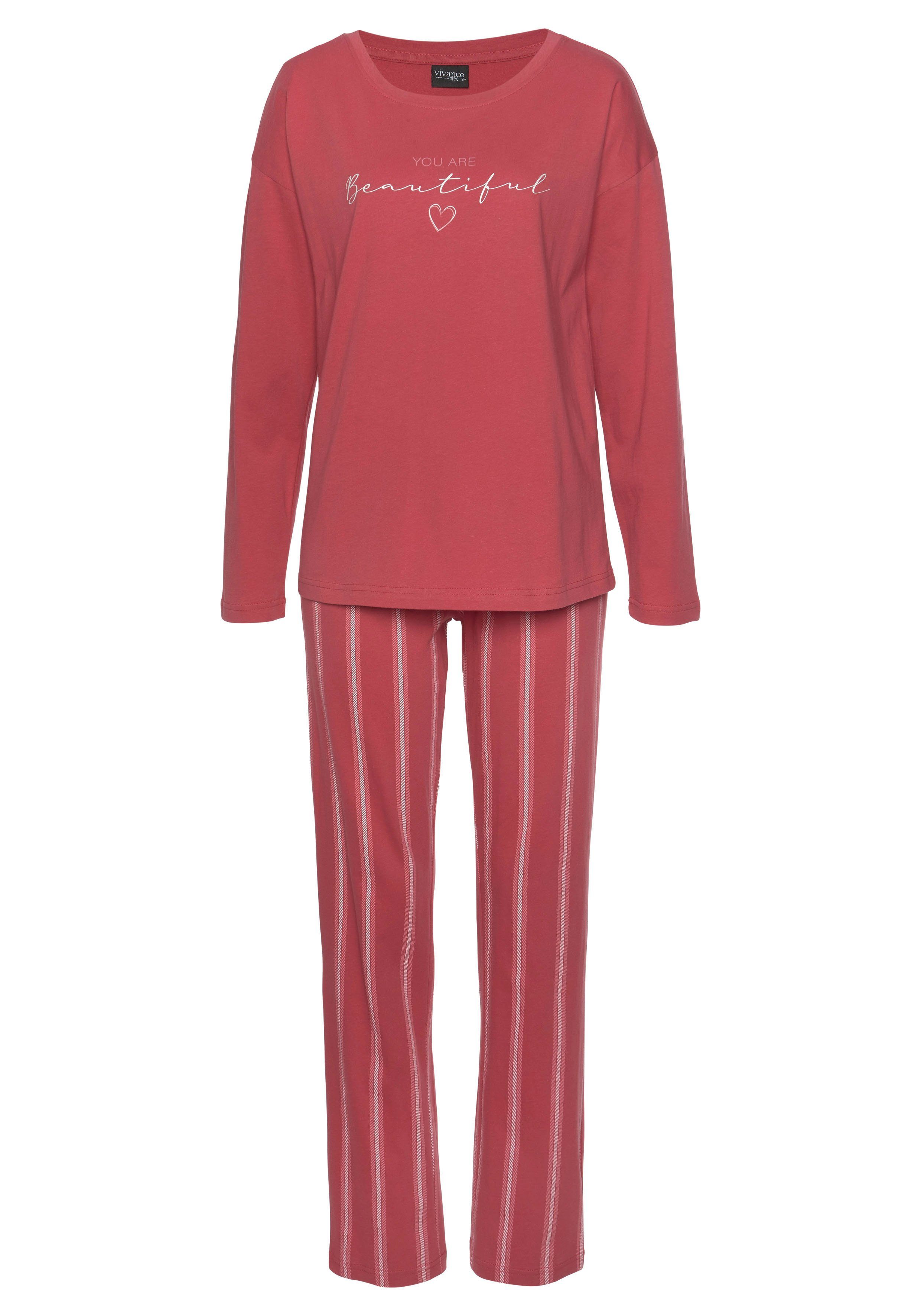 Vivance Dreams Pyjama met frontprint (2-delig, 1 stuk) pyjama's maat 32/34 rood