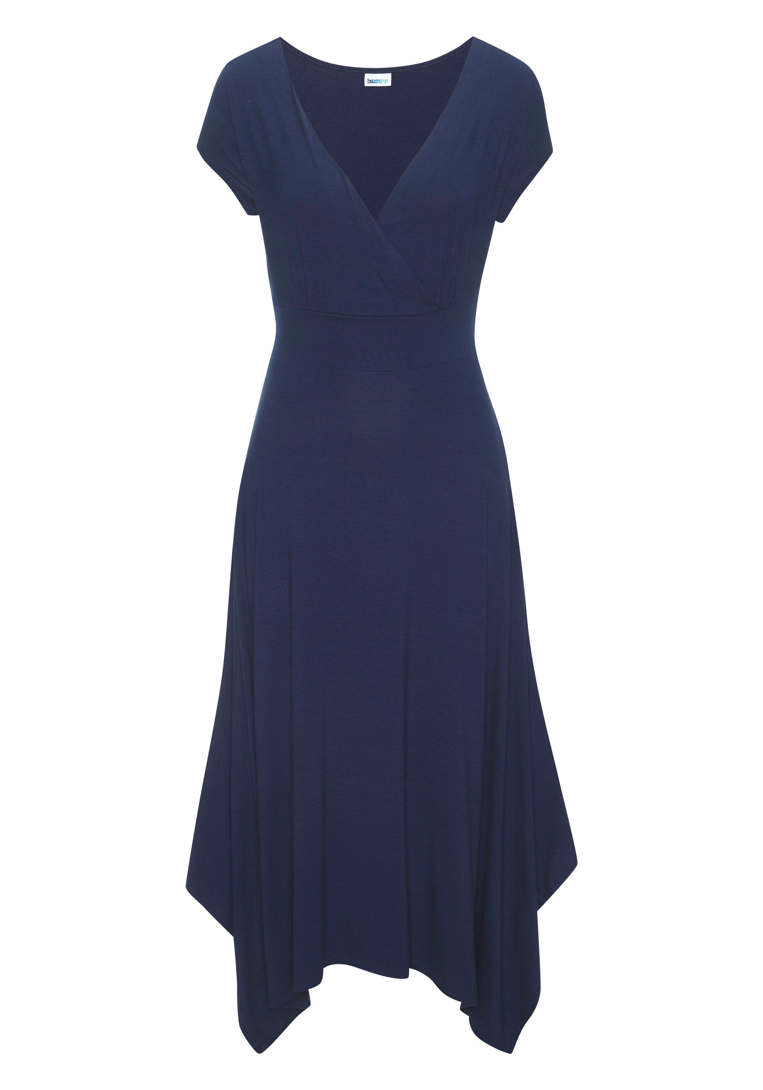 Beachtime Zomerjurk met puntzoom en strik, jersey jurk, asymmetrisch rokdeel