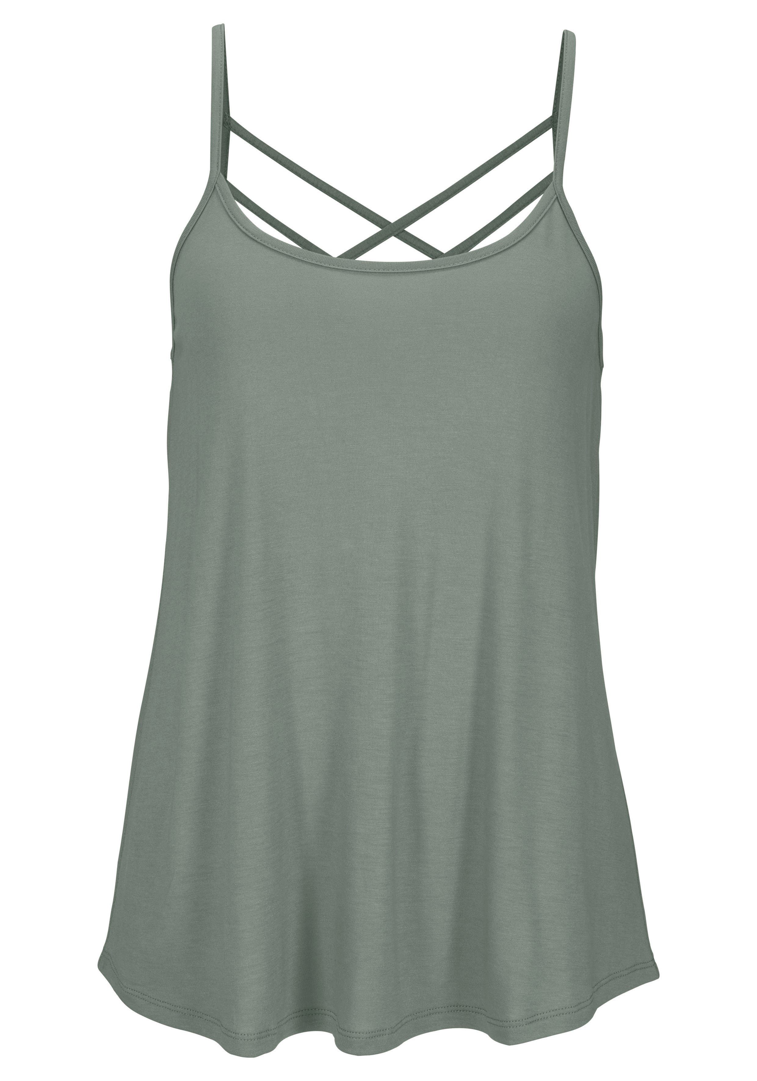 Lascana Top met spaghettibandjes met gekruiste bandjes, zomertop met bijzondere rug