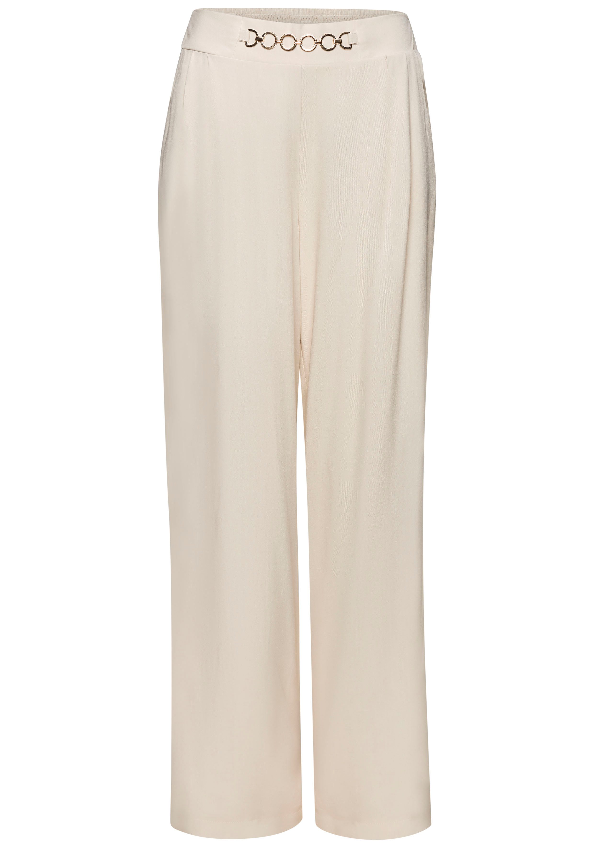 Vivance Palazzobroek met sierketting, plooibroek, instapbroek, elegant