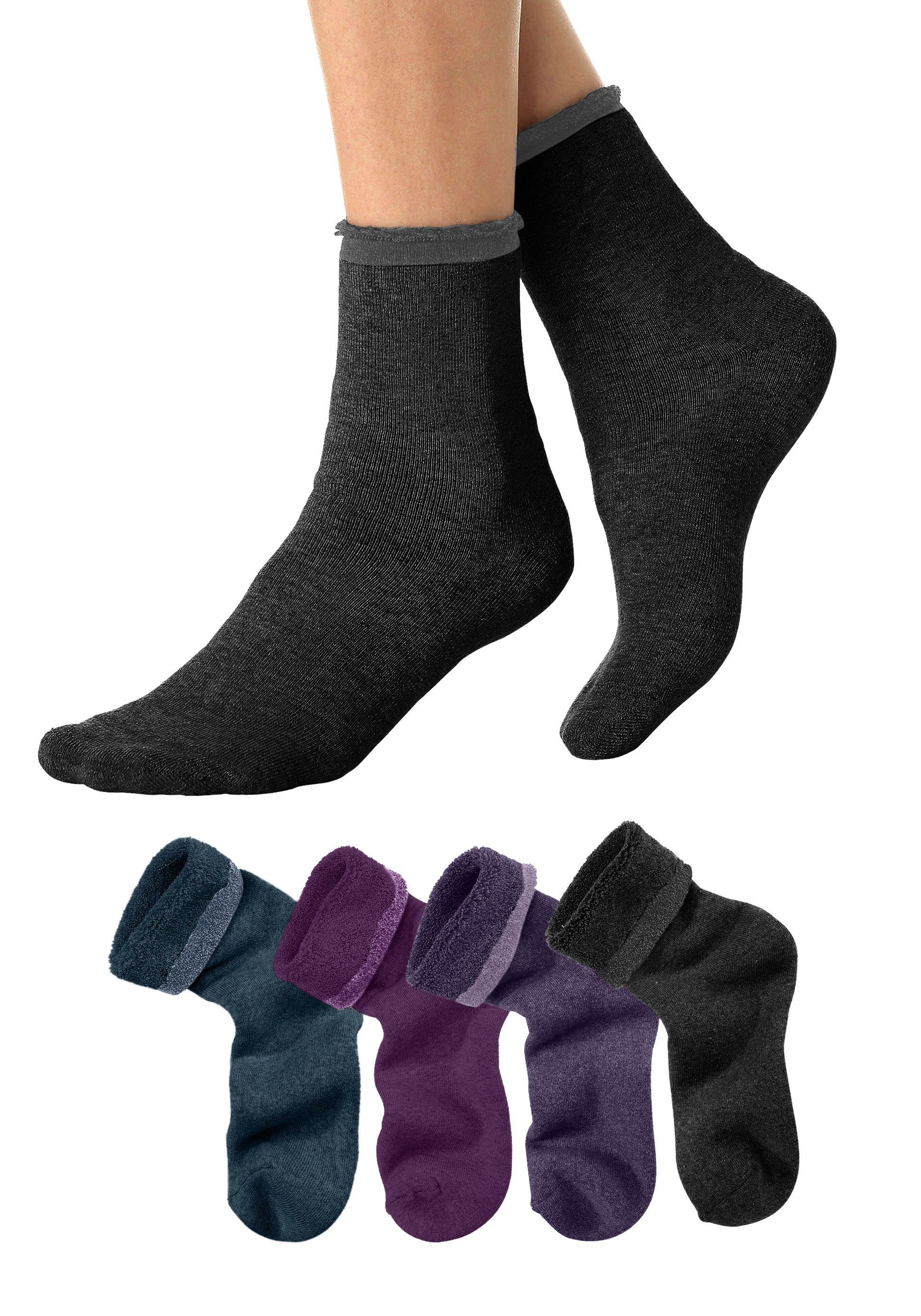 Lavana Wellness-sokken met frottébinnenkant (set, 4 paar)