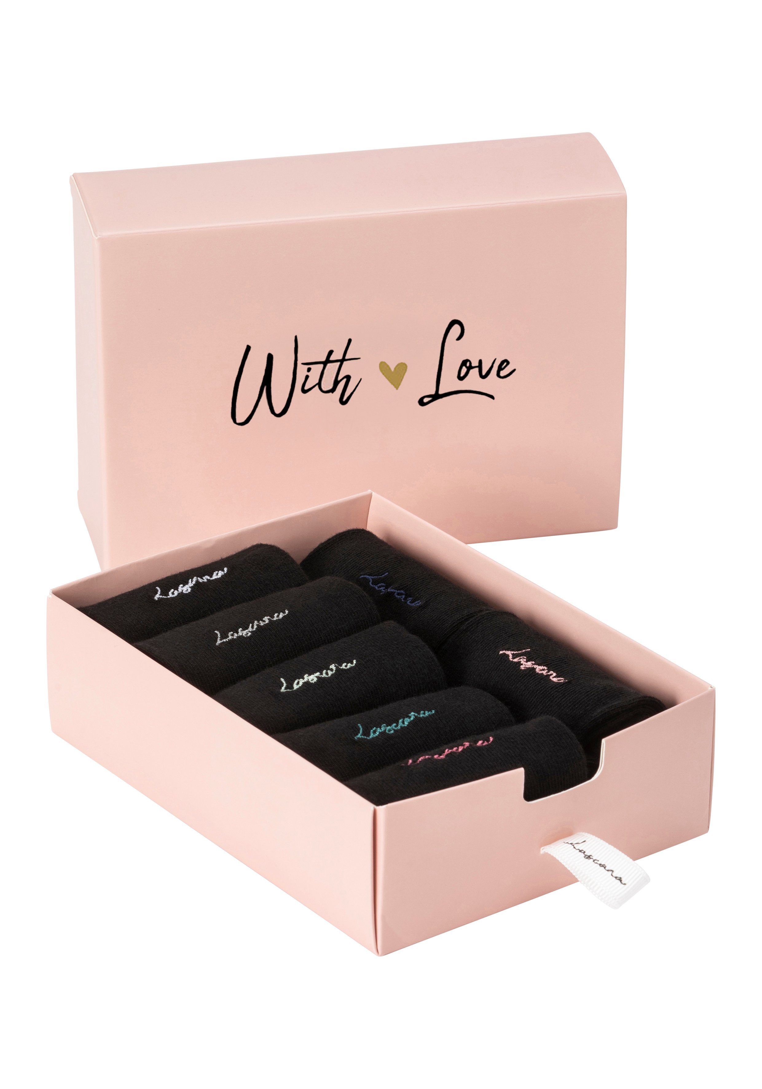 Lascana Basic sokken met hoogwaardig logoborduursel (box, 7 paar)