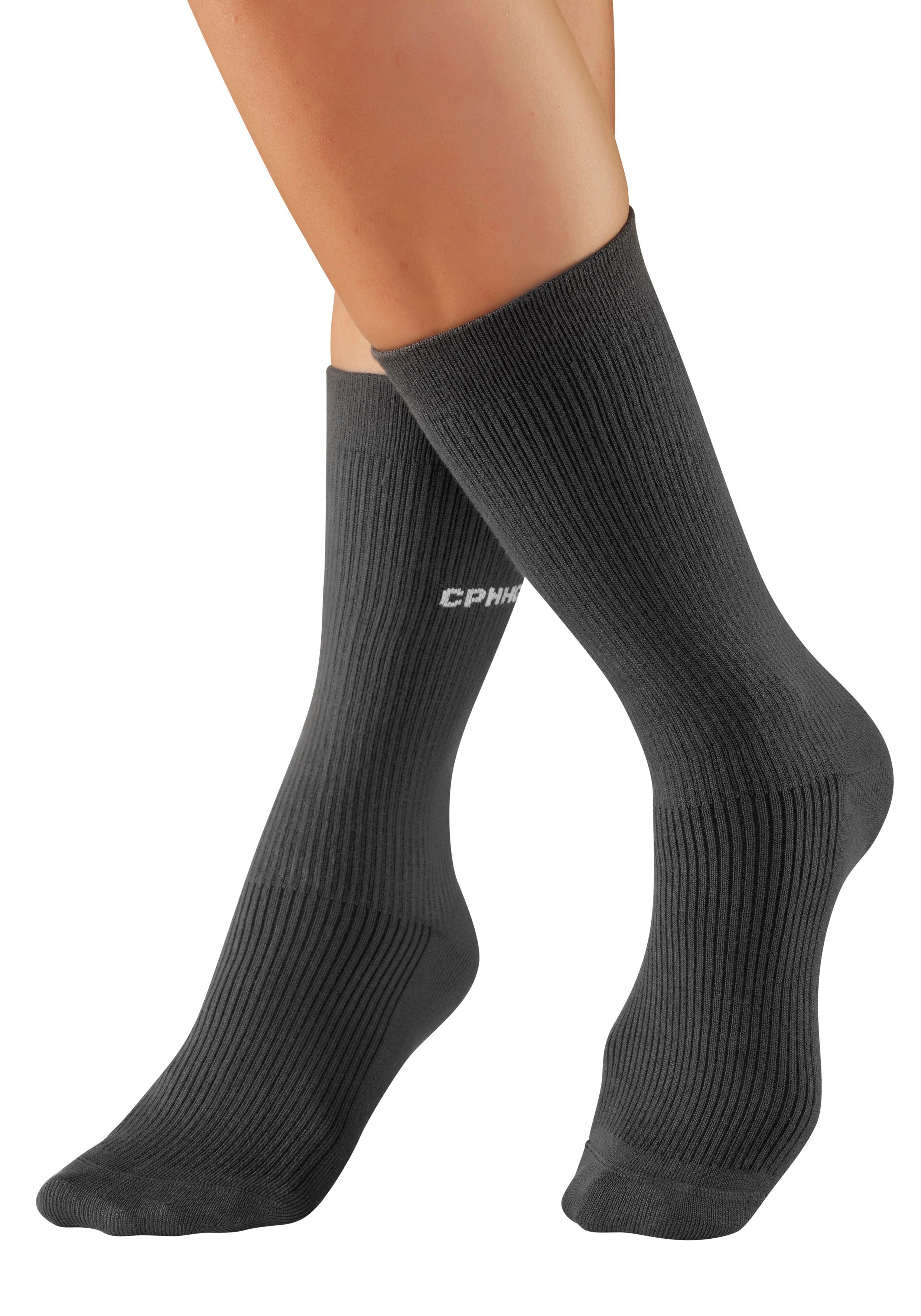 Copenhagen Studios Basic sokken met ribstructuur en borduursel (set, 3 paar)