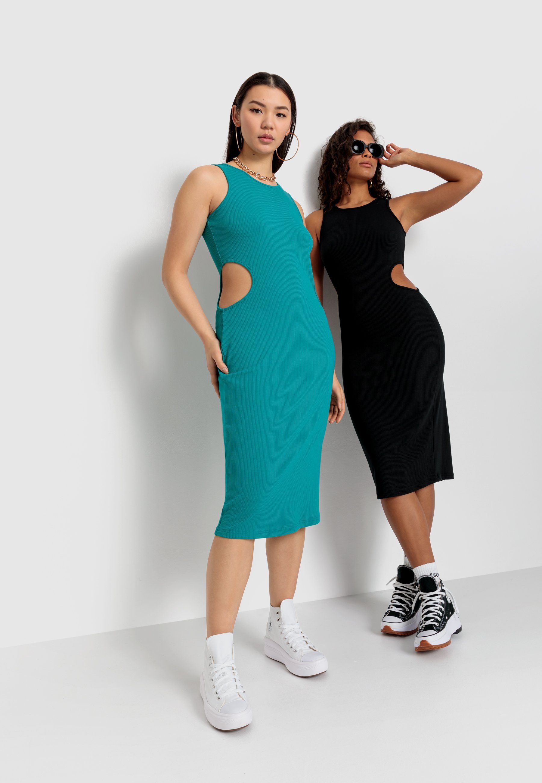 LSCN by LASCANA Midi-jurk van ribmateriaal