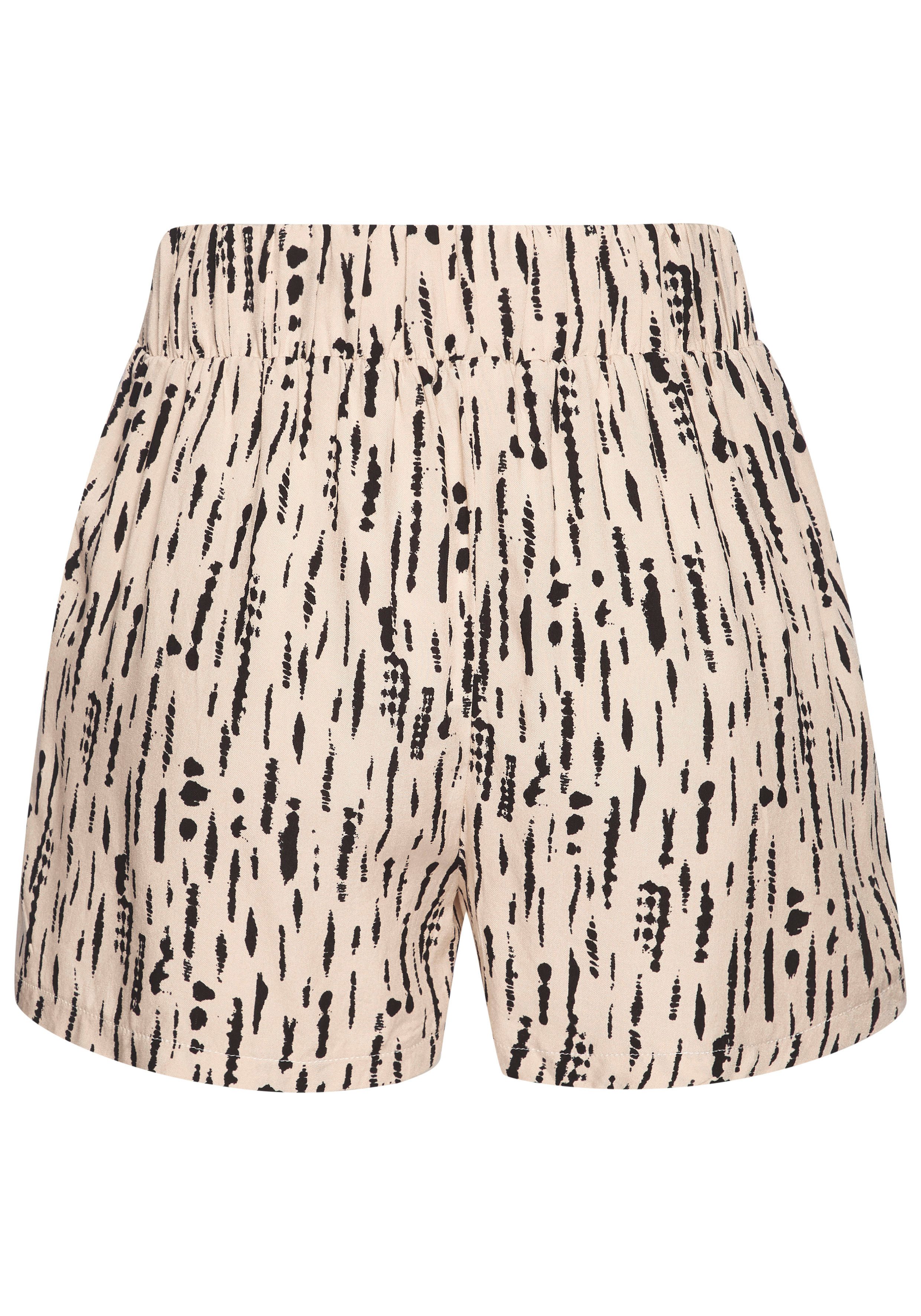 s.Oliver RED LABEL Beachwear Geweven short met all-over print en strikceintuur, korte broek, losse pasvorm