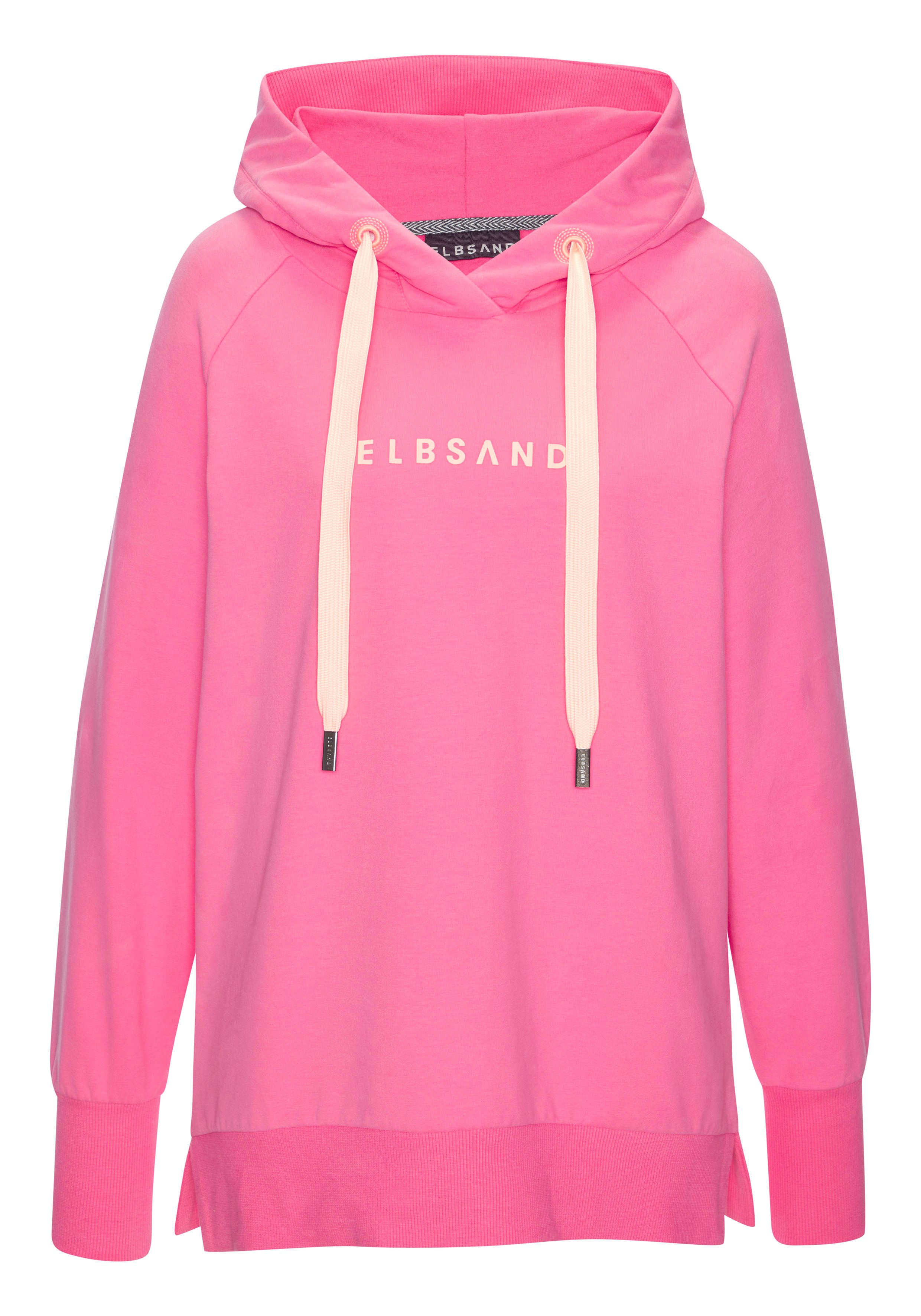 Elbsand Hoodie Svana met logoprint, comfortabele hoodie, zijslitsen strandtruien roze