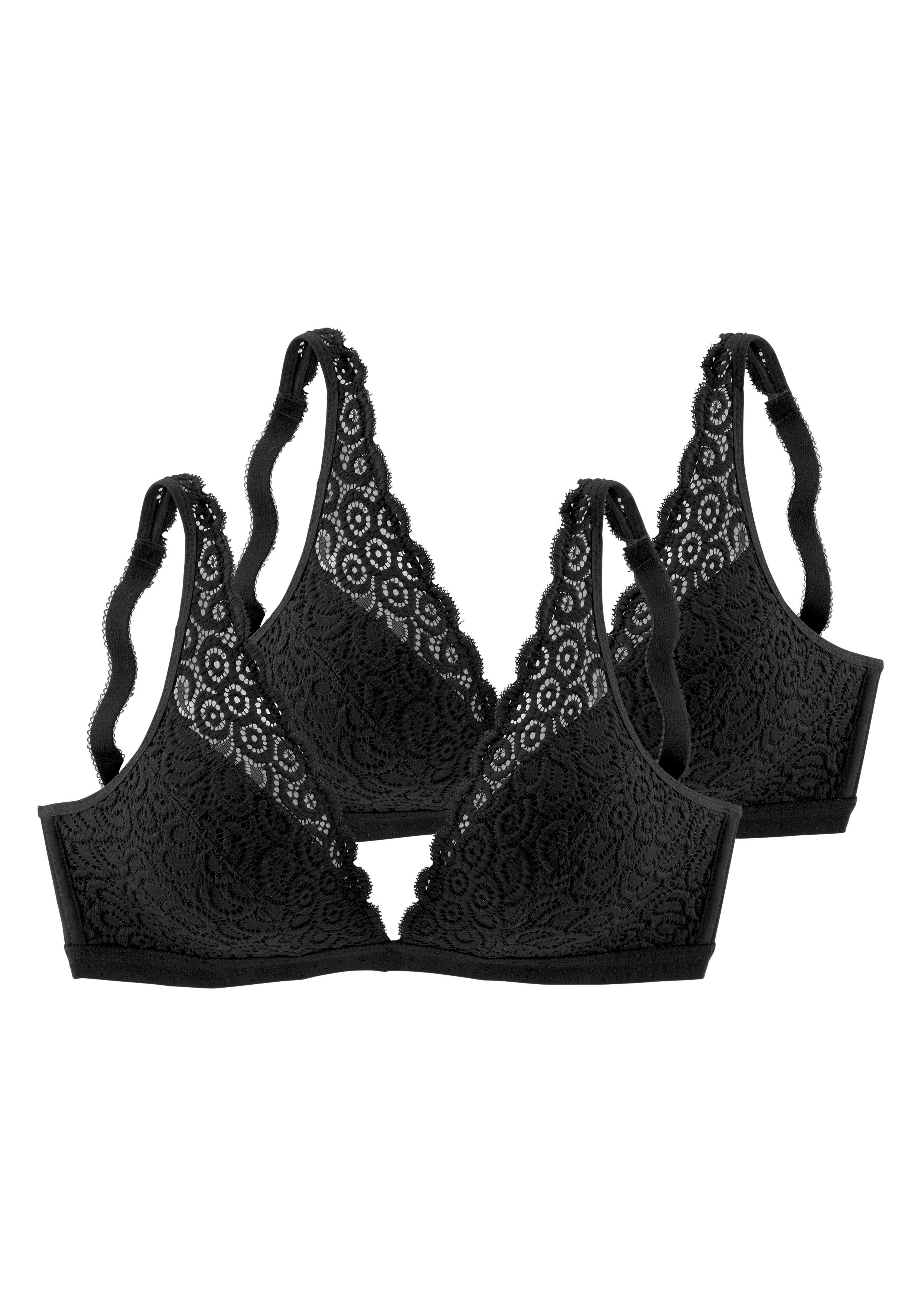 Petite fleur Bralette-bh zonder beugels, van kant, dessous (Set van 2) bh's zonder beugel maat 85 A zwart
