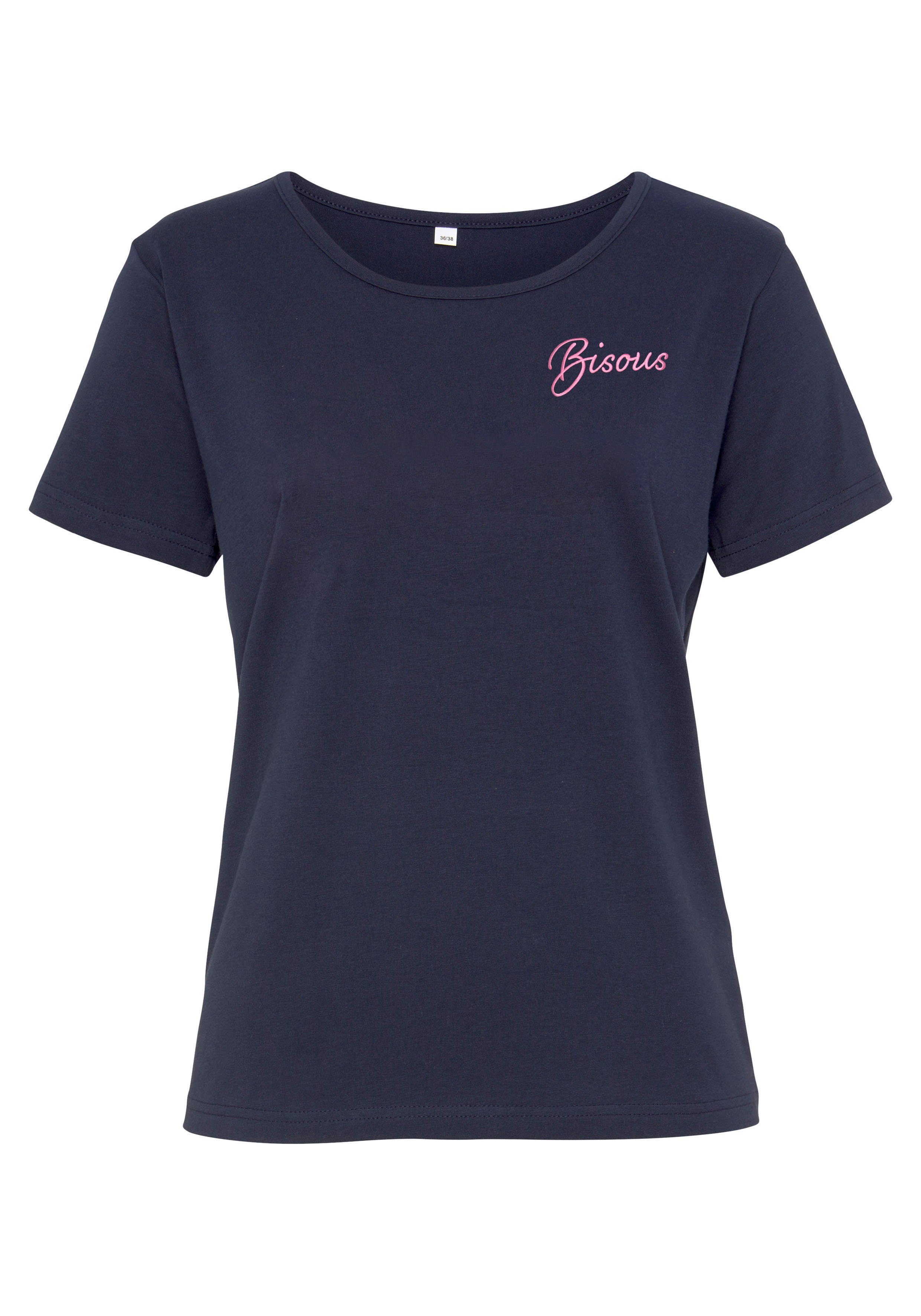 Vivance Shirt met korte mouwen -T-Shirt T-shirt met borduursel, loungewear