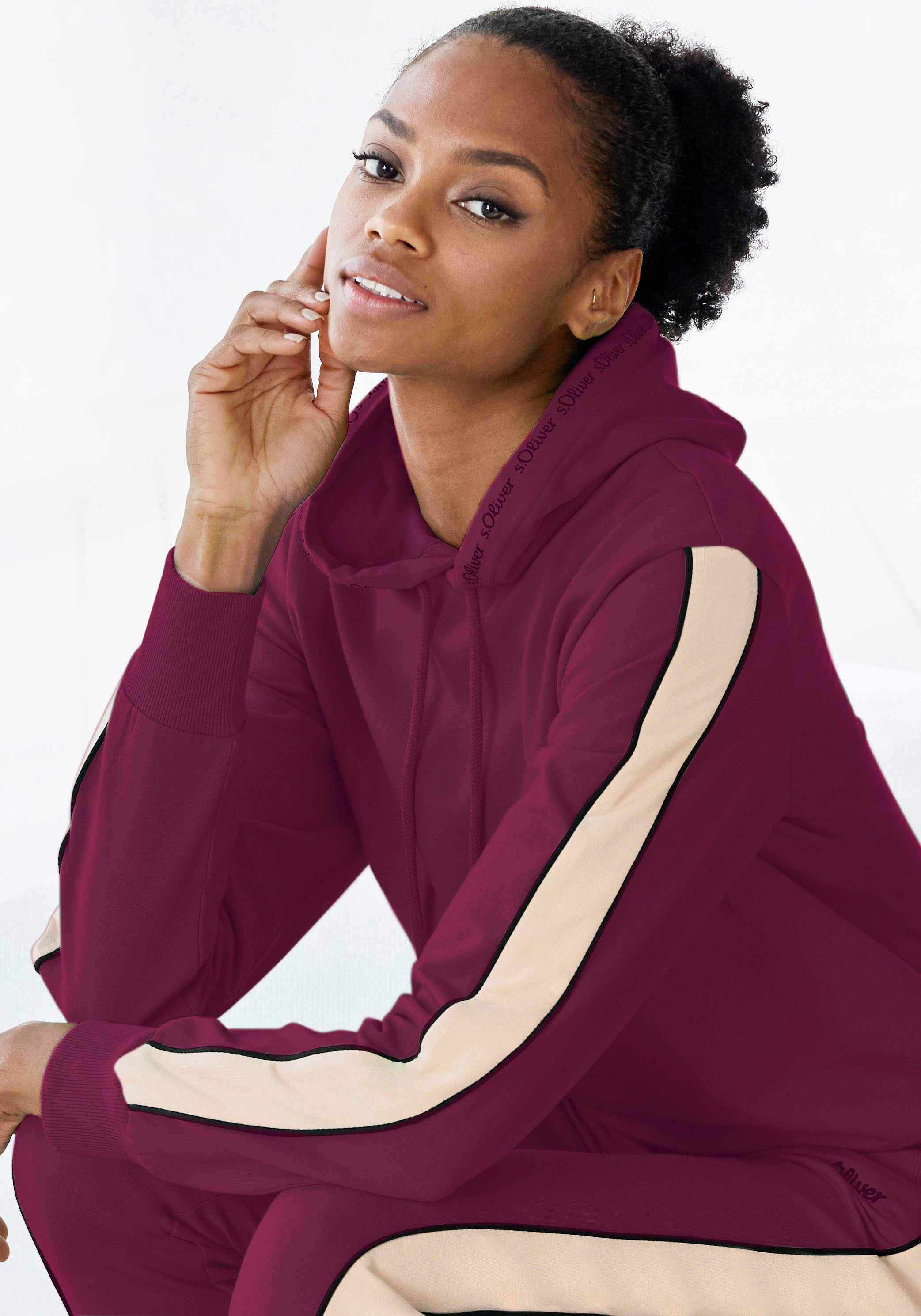 s.Oliver RED LABEL Beachwear Hoodie met contrasterende accenten, loungewear (1-delig)