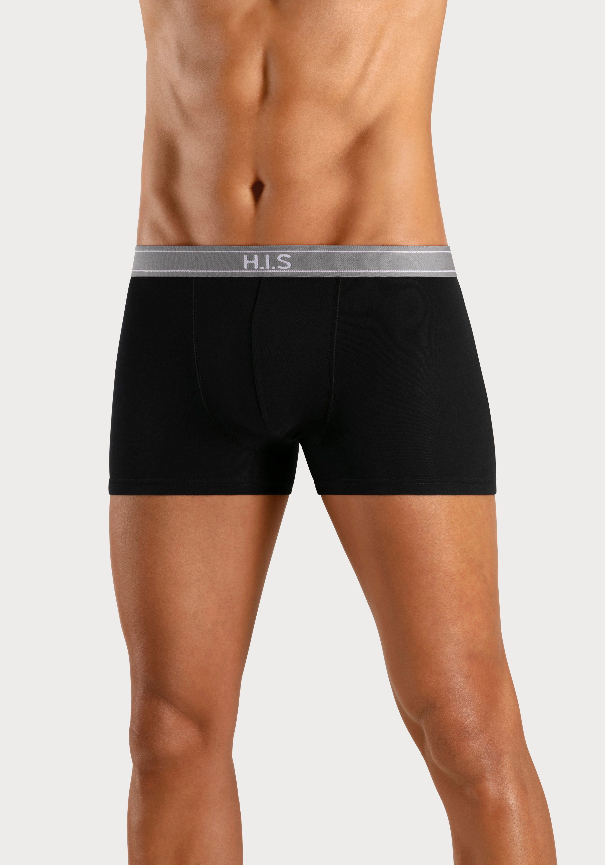 H.I.S Boxershort voor heren met strepen en logo op de band (set, 5 stuks) heren maat L zwart