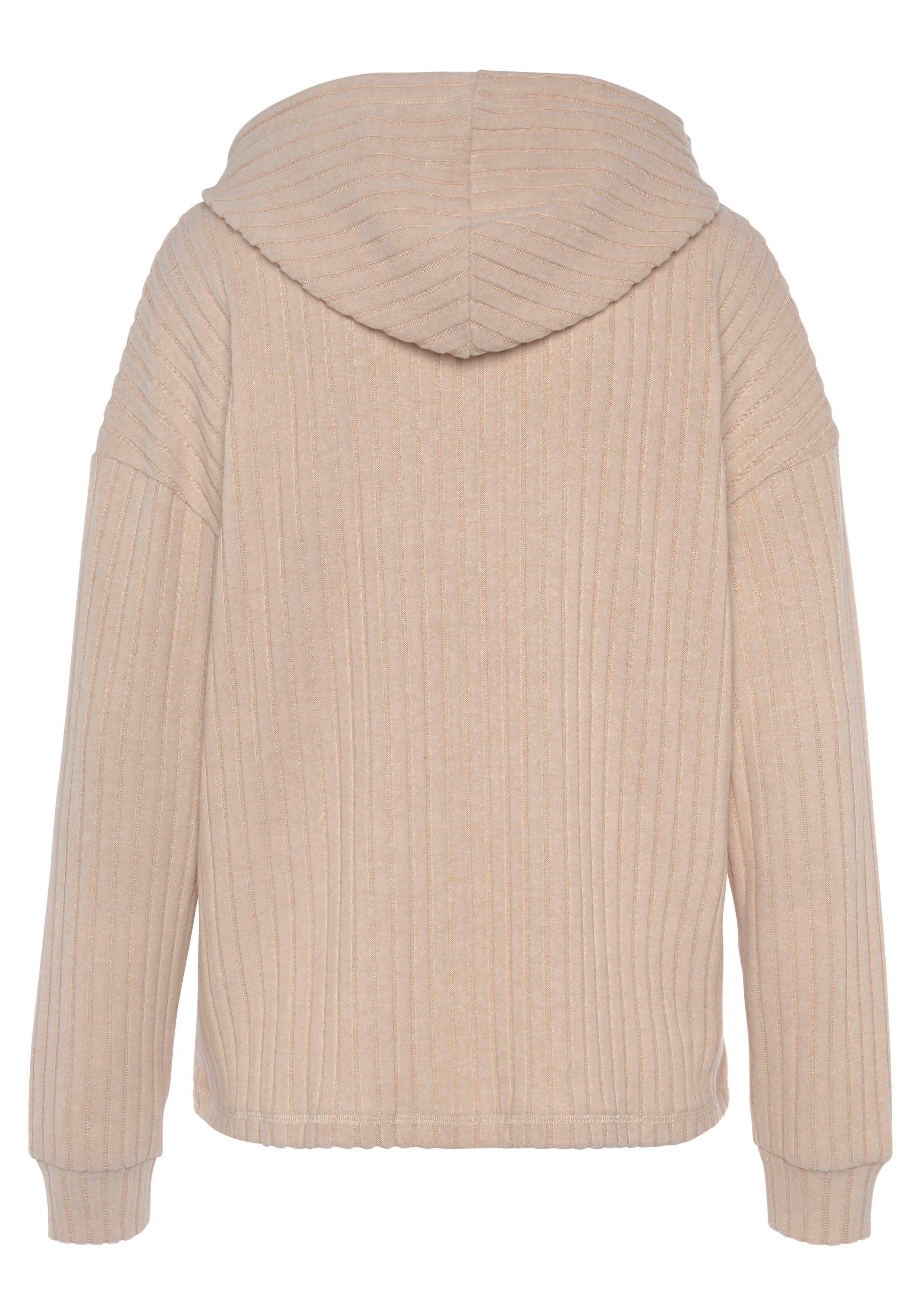 Lascana Hoodie Breipullover met capuchon en gemêleerd uiterlijk, loungewear