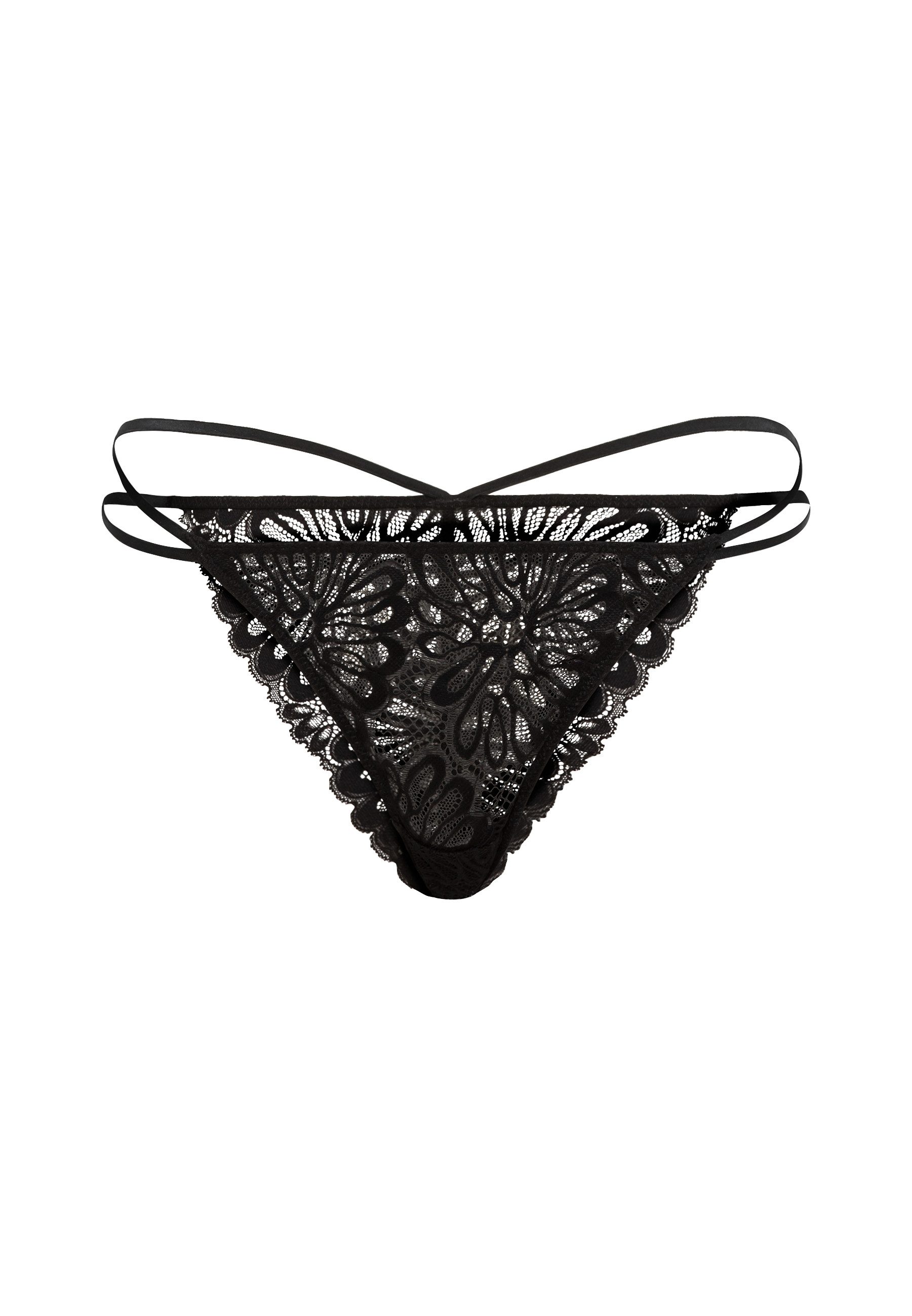 LSCN by LASCANA String van bladeren kant (1 stuk) strings maat 44/46 zwart
