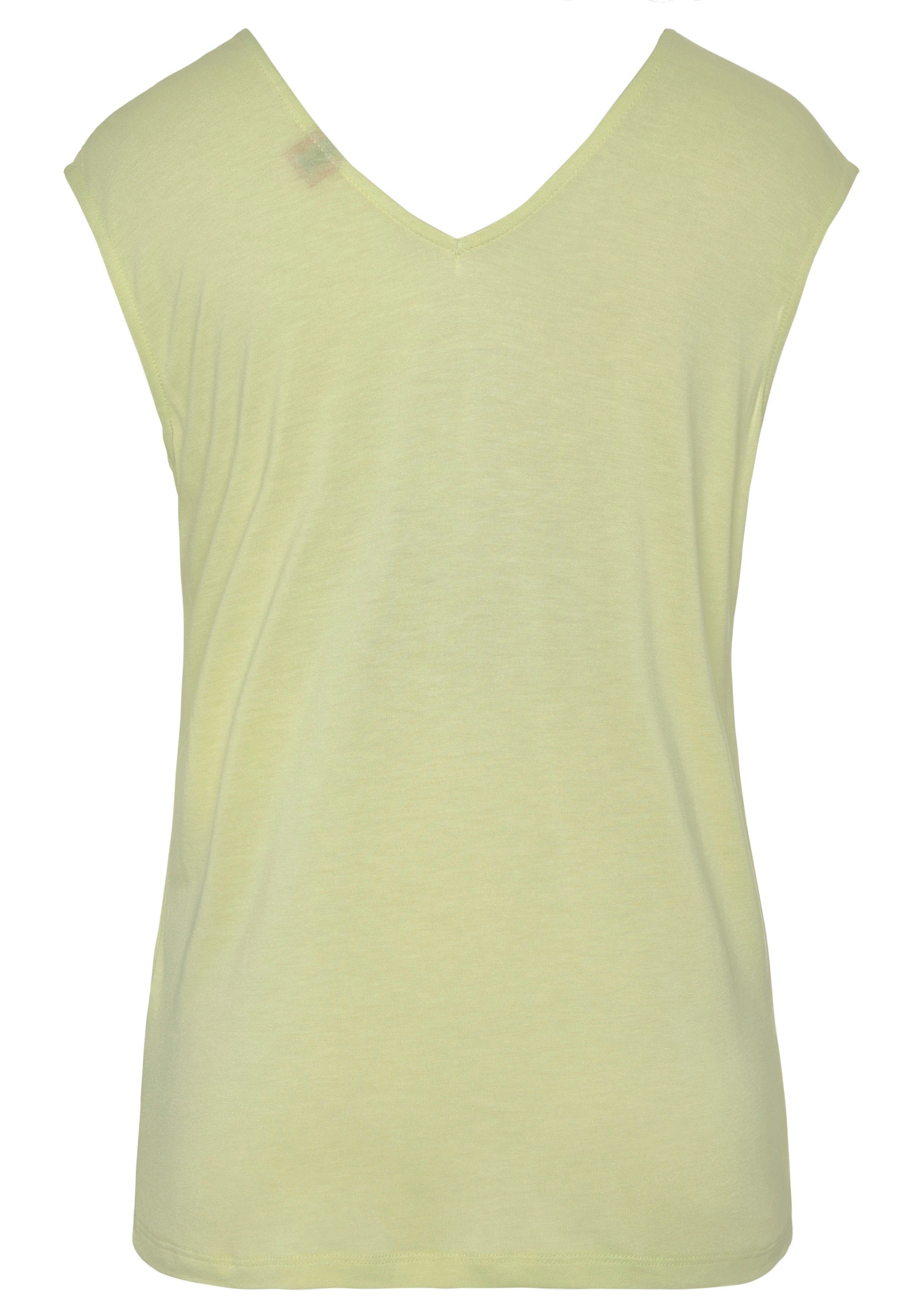 s.Oliver RED LABEL Beachwear T-shirt met sierbandjes bij de hals, shirt met korte mouwen, zomers