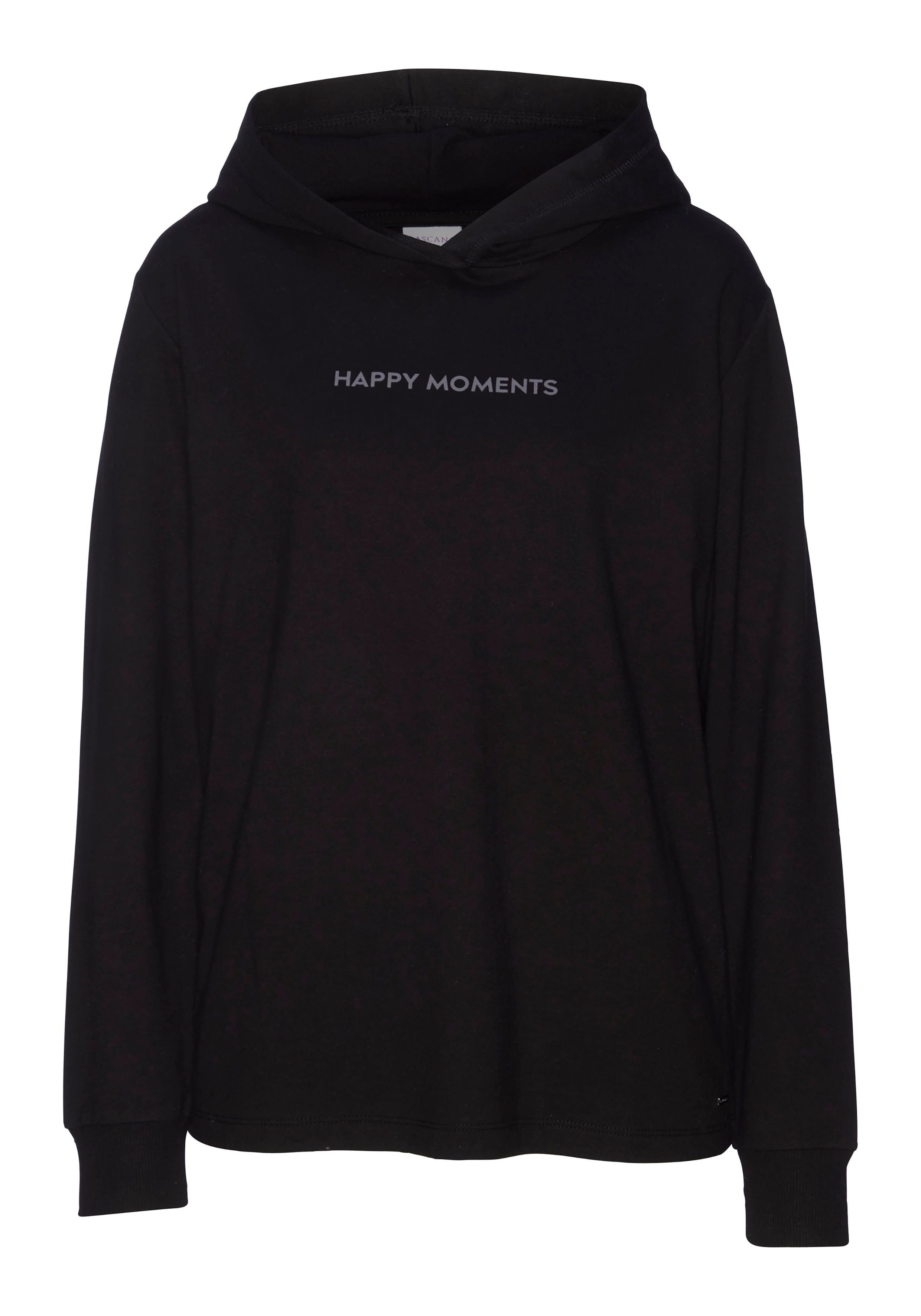 Lascana Hoodie met subtiele frontprint, loungepak tops & hoodies maat 40/42 zwart