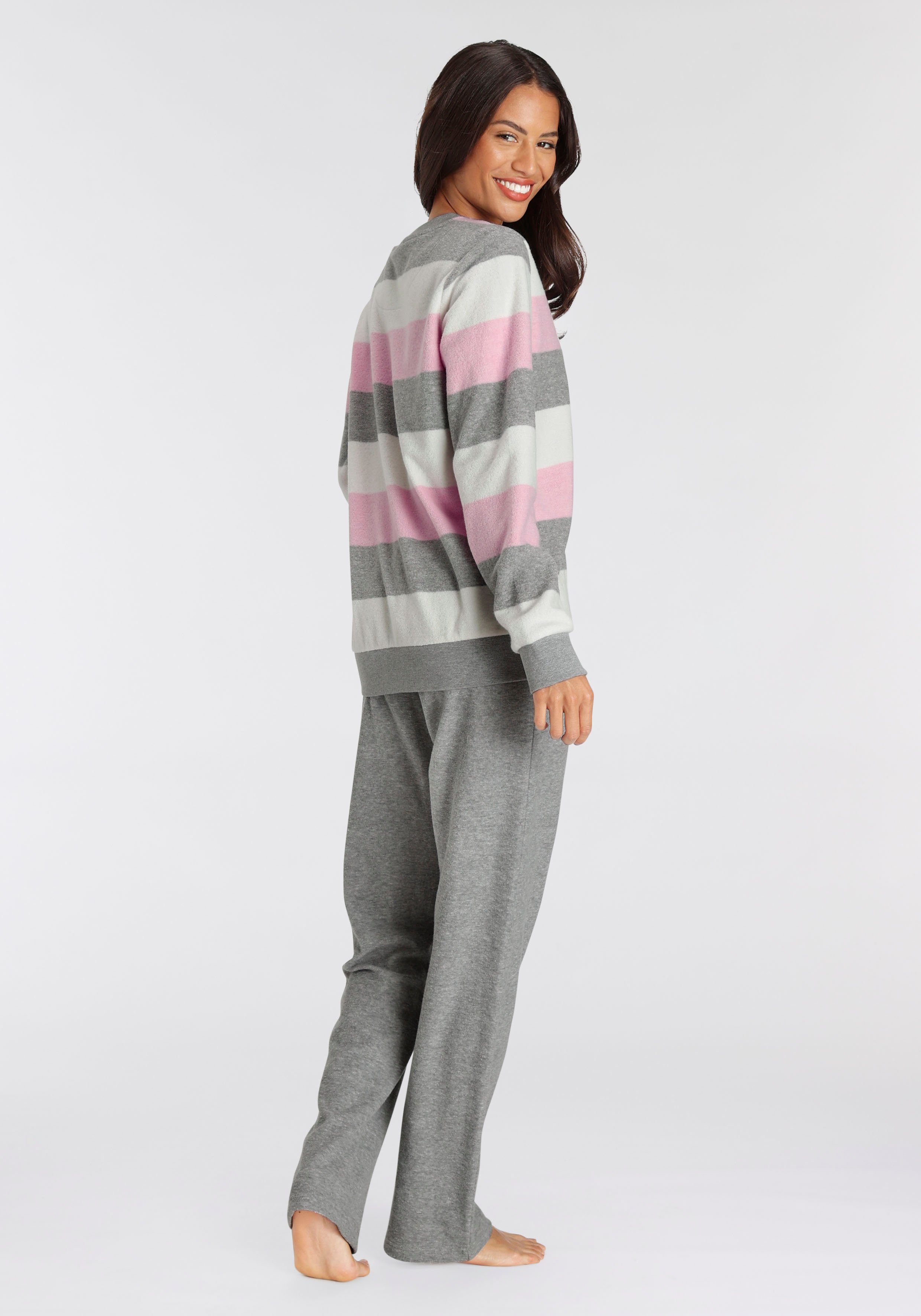 Vivance Dreams Pyjama van zachte frotté en met colorblock strepen (2-delig)