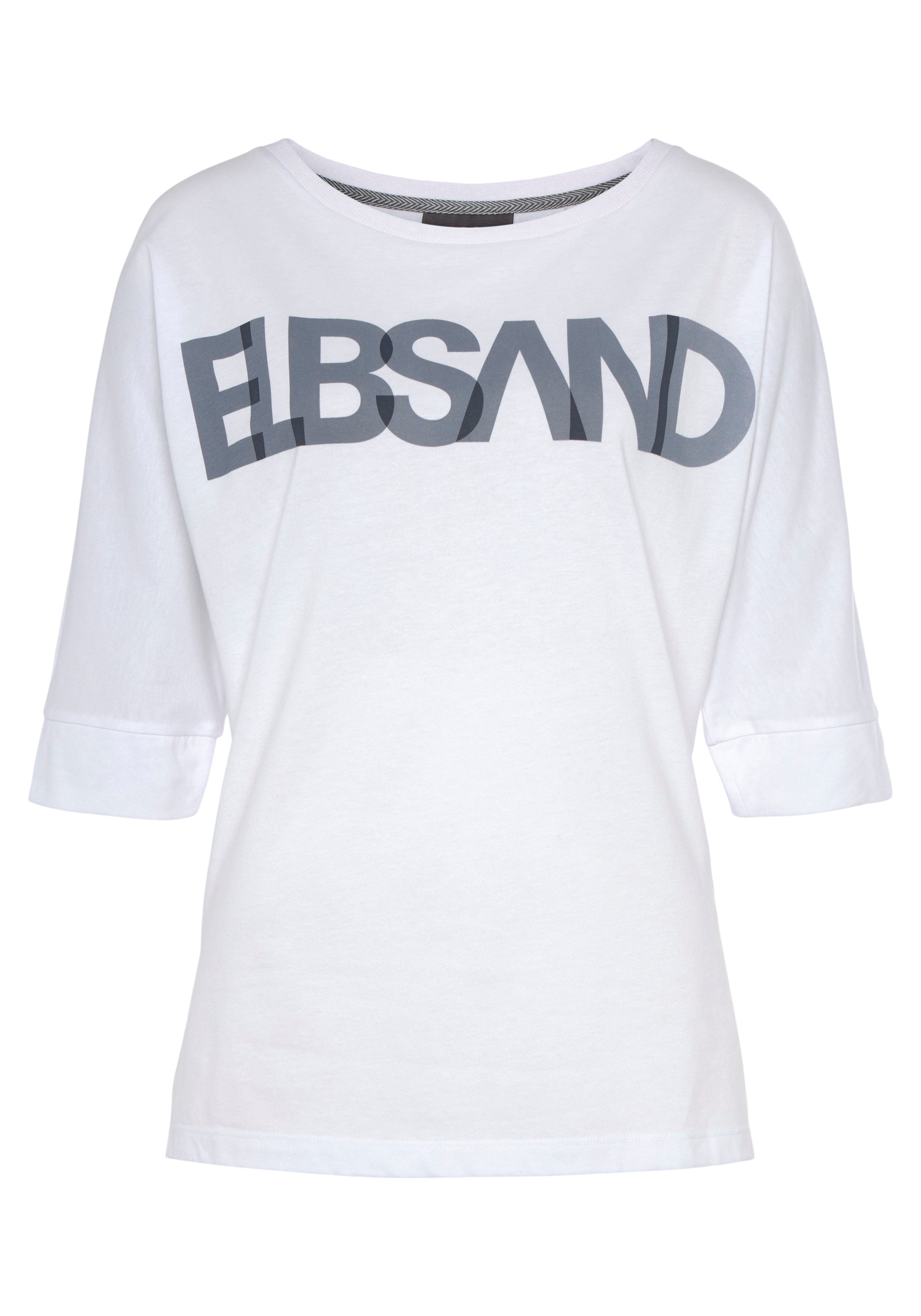 Elbsand Shirt met 3/4-mouwen met logoprint, katoenmix, losse pasvorm