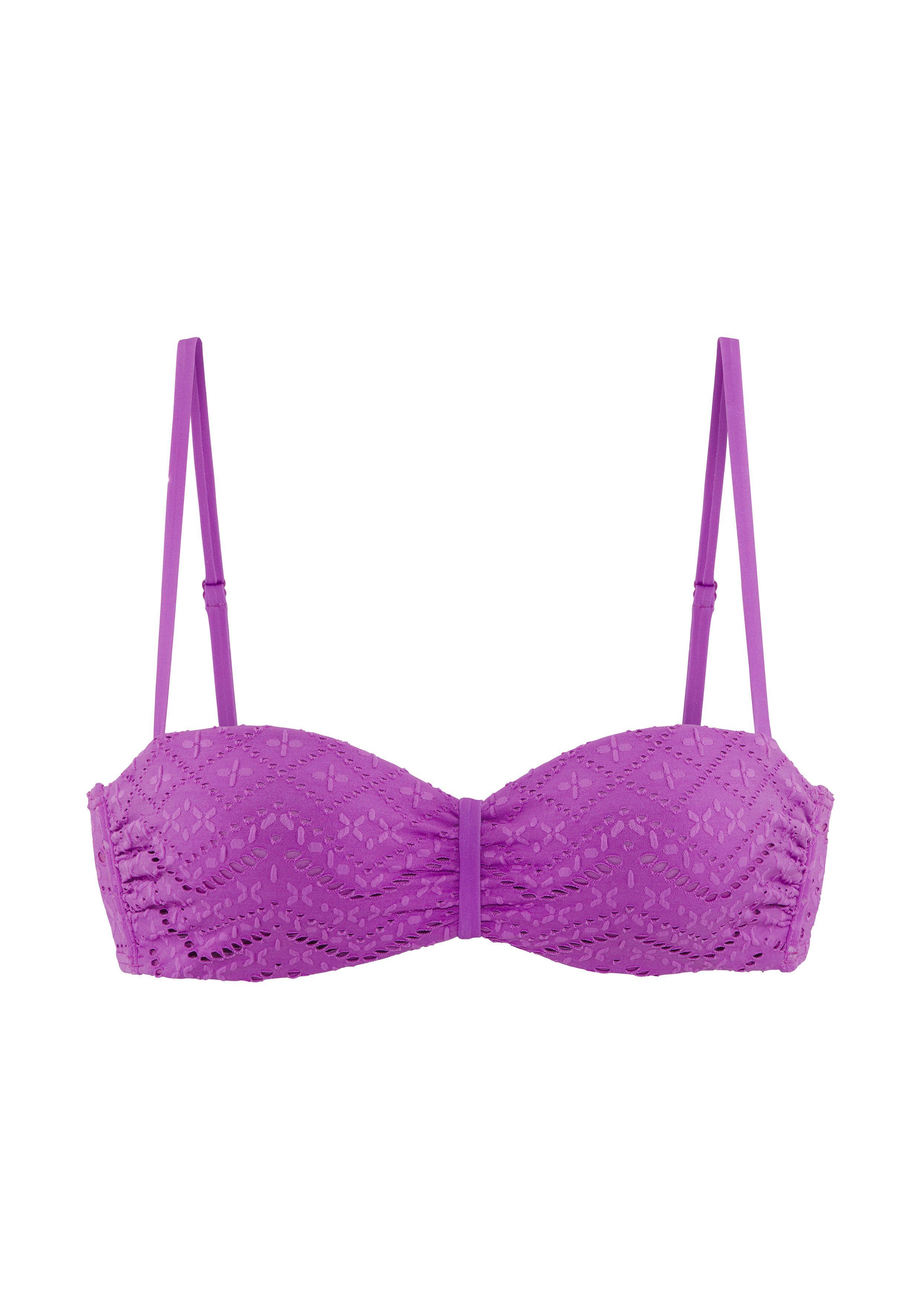 Lascana Beugelbandeau bikinitop Omara met broderie anglaise