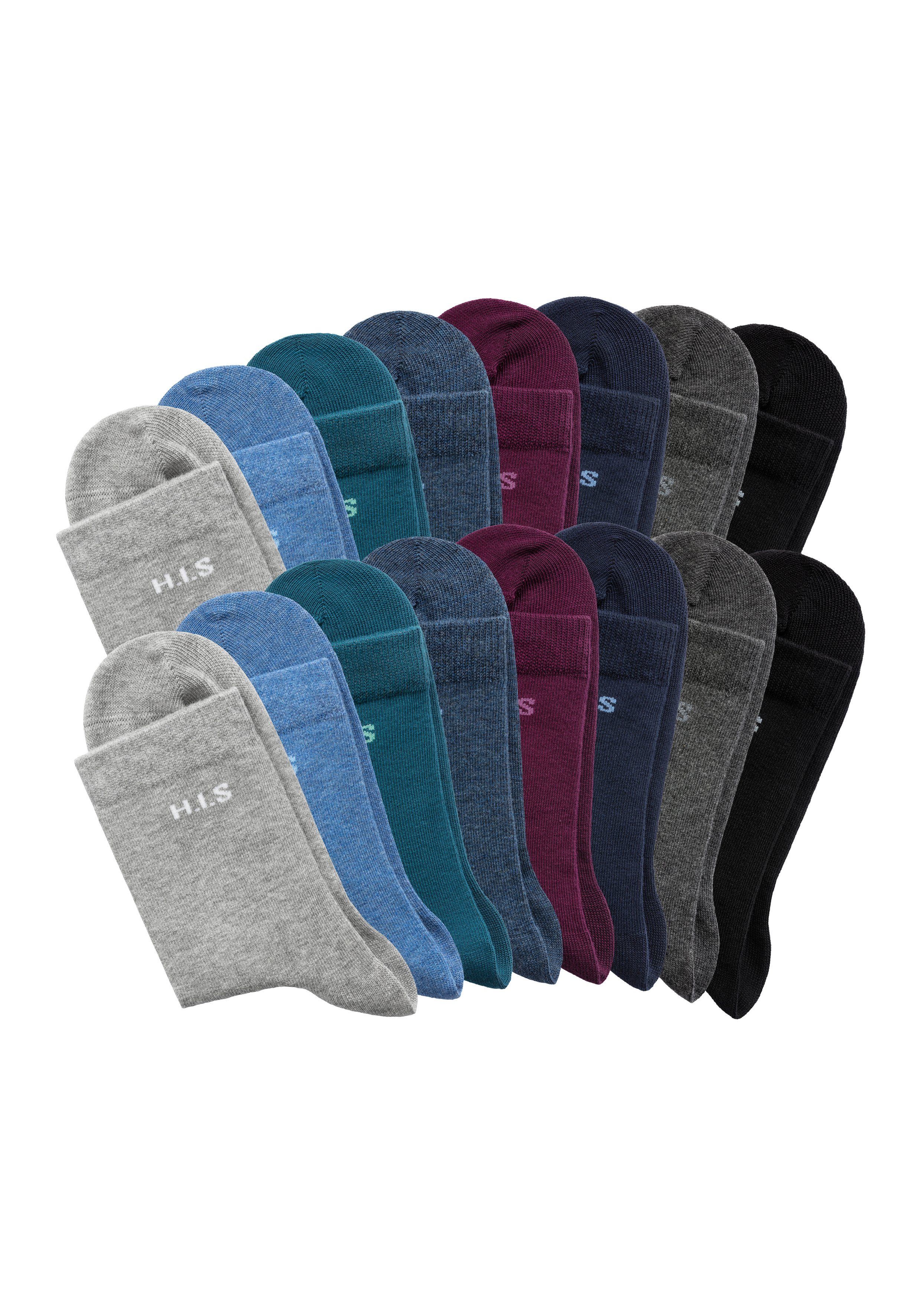 H.I.S Sokken met ingebreid logo (set, 16 paar) heren maat 35-38 multicolor