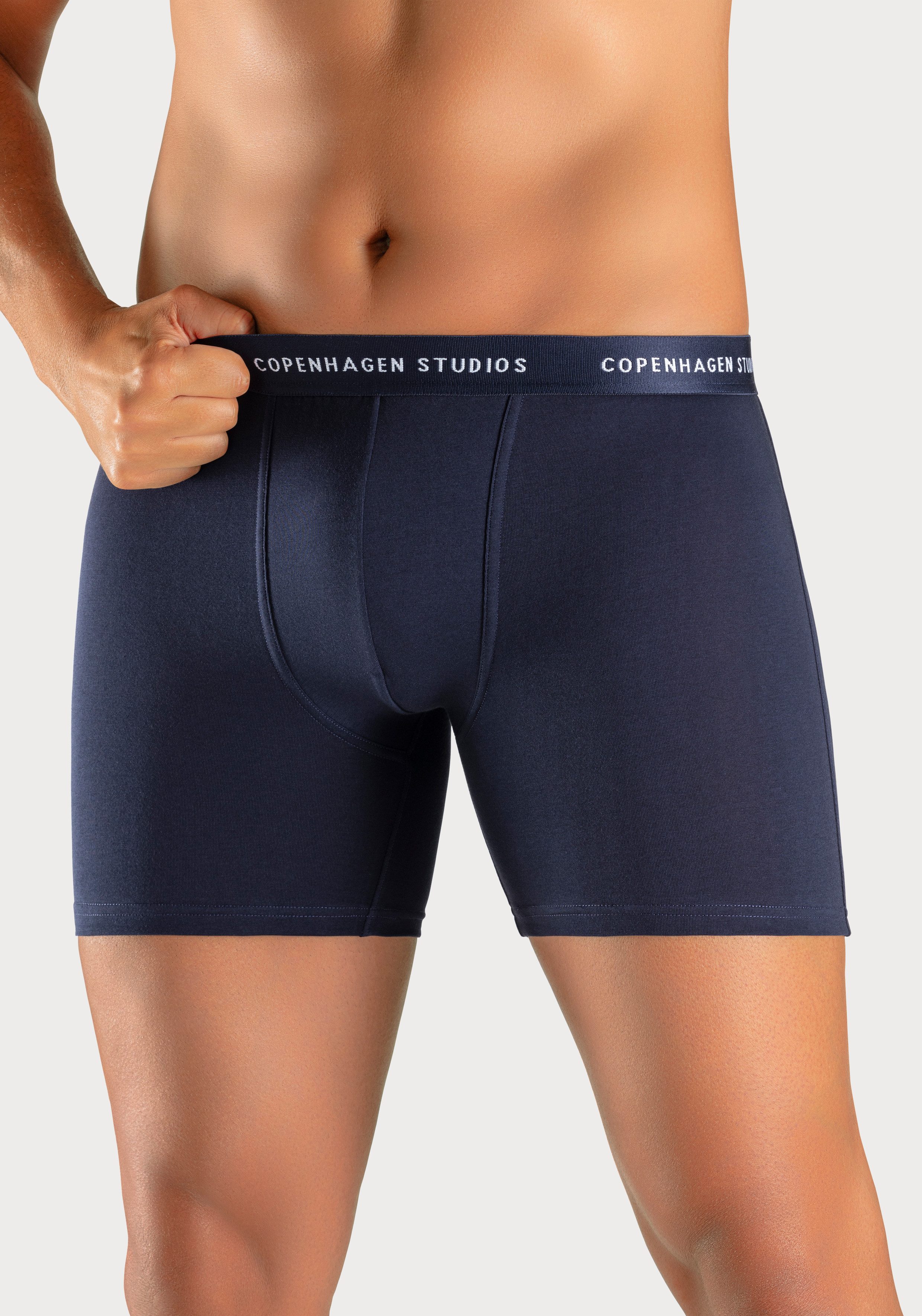 Copenhagen Studios Boxershort voor heren met langere pijpen en logo-tailleband (3 stuks)