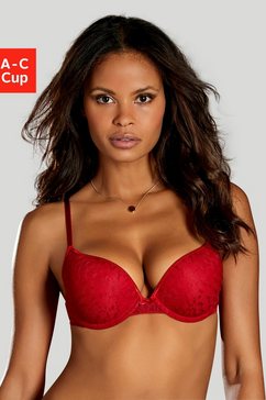 s.oliver red label beachwear push-up-bh in een glanzende look rood