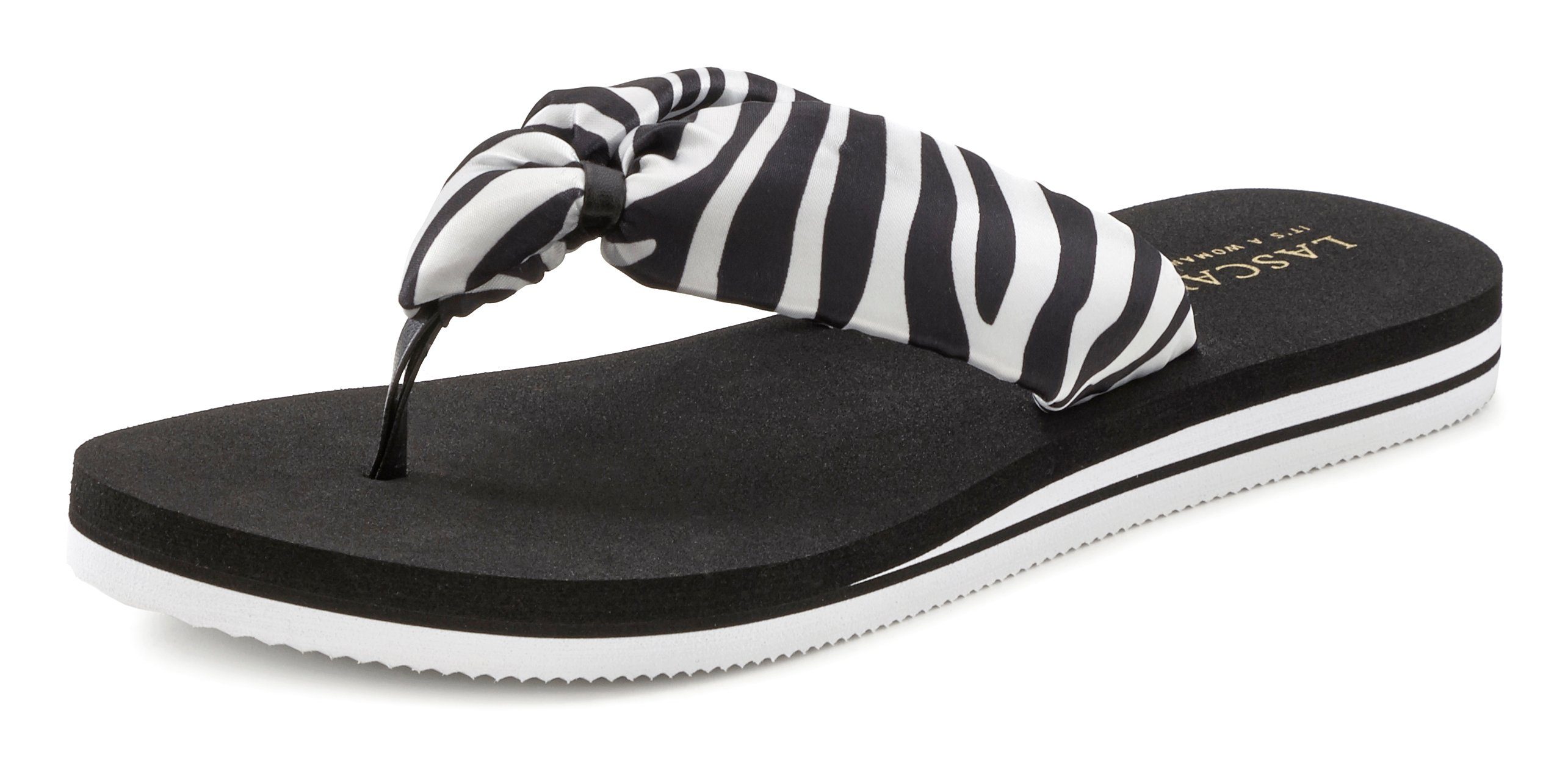 Lascana Badslippers Sandaal, pantoletten, badschoen ultralicht met zacht band VEGAN slippers maat 35 zwart