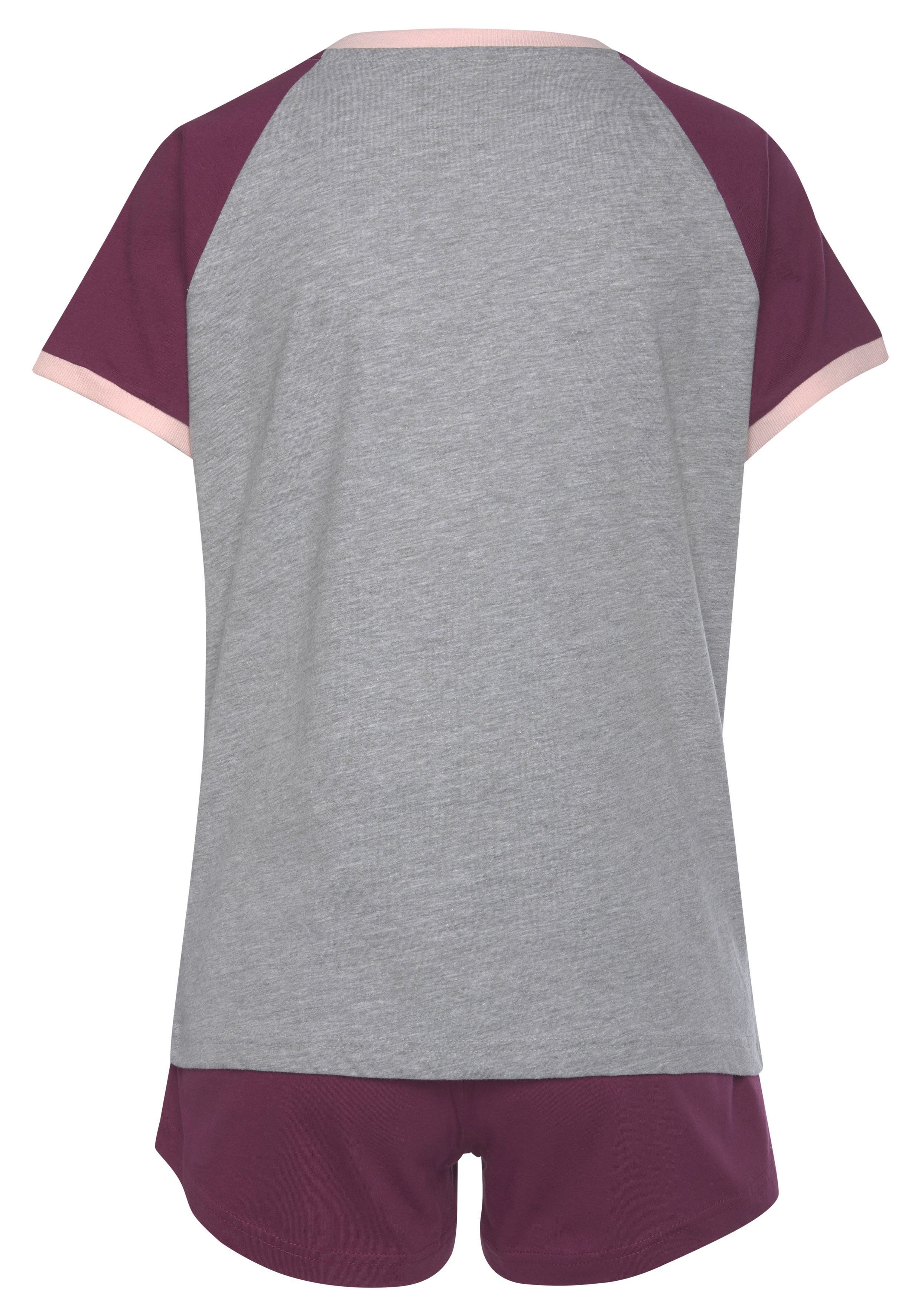 KangaROOS Shortama met contrastkleurige raglanmouwen (2-delig, 1 stuk)