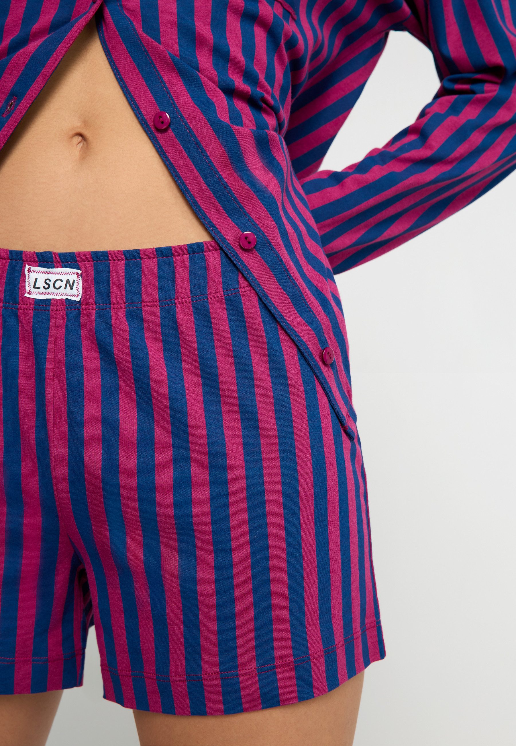 LSCN by LASCANA Shortama met mooi strepenprint (2-delig)