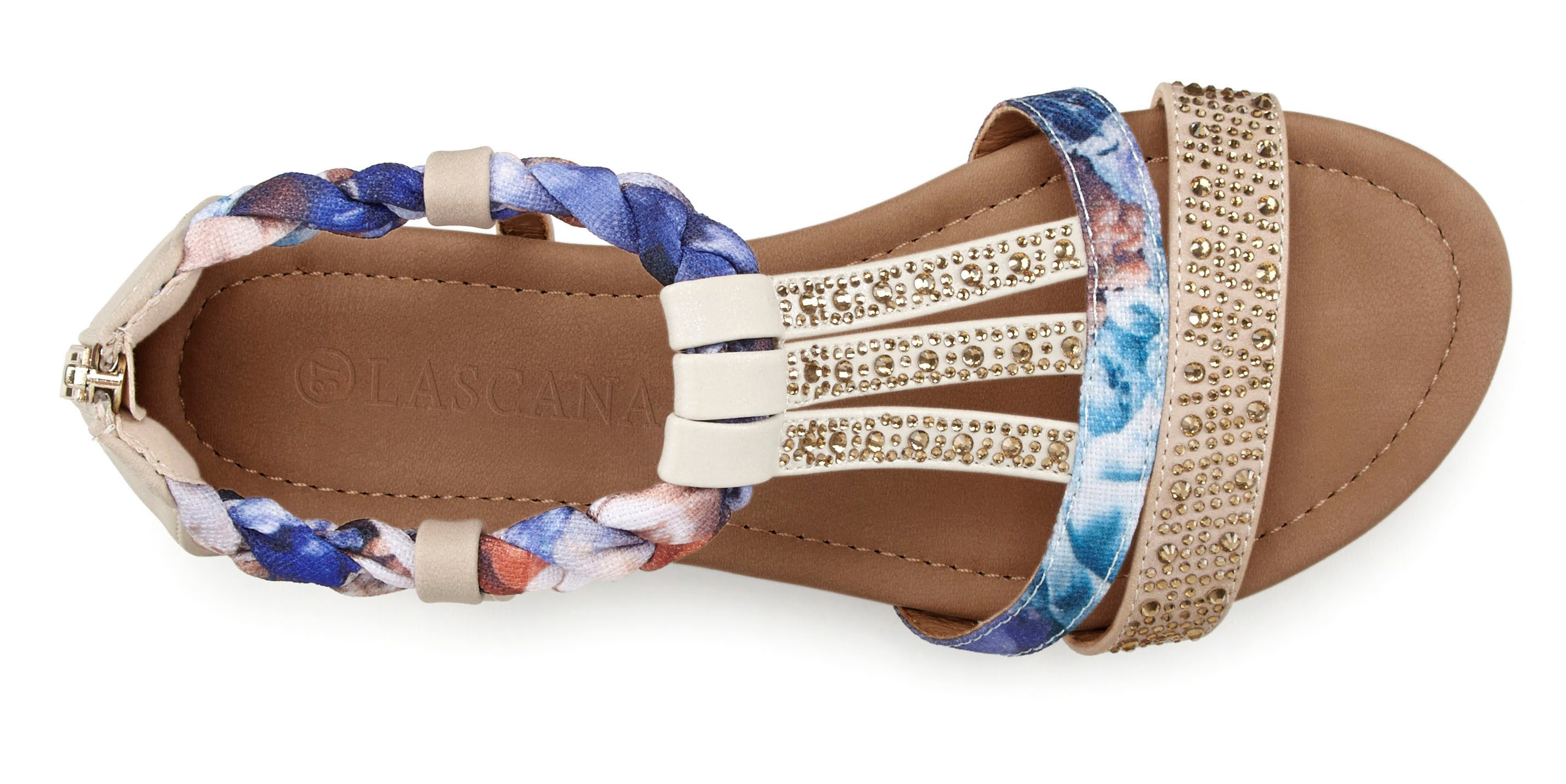Lascana Sandalen Zomerschoen Sandalette, zomerschoen met versiering en kleine sleehak VEGAN