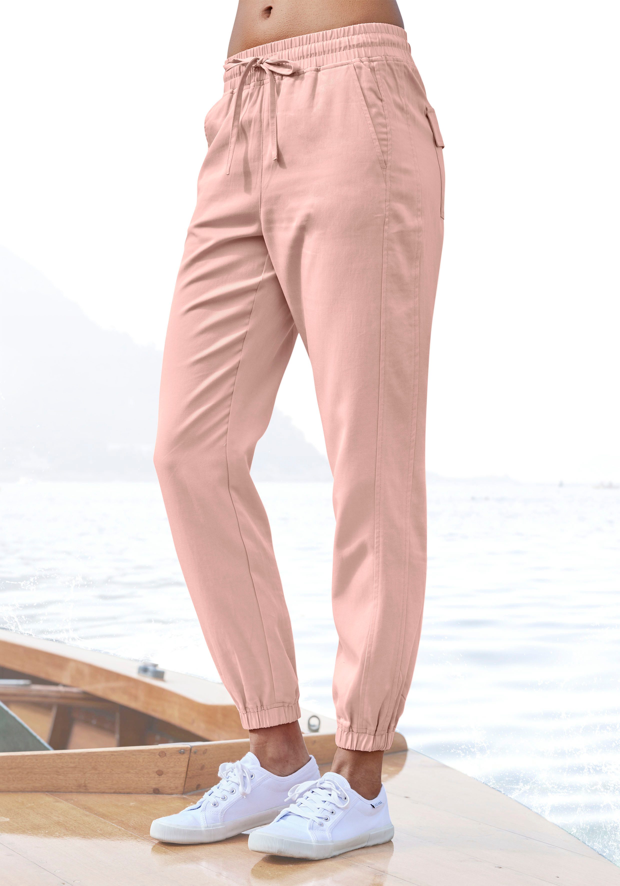 Lascana Comfortbroek van geweven stof, elastische stofbroek met zakken