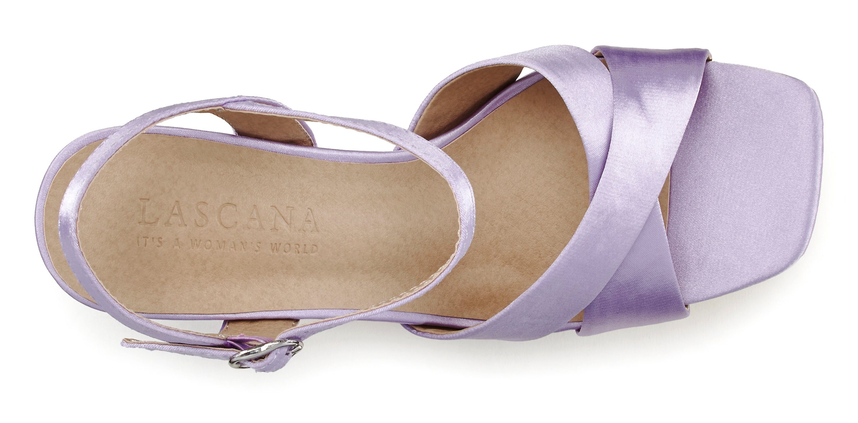 Lascana Sandalen High heel sandaal met plateau en blokhak in satijnlook VEGAN