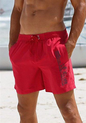 s.Oliver RED LABEL Beachwear Zwemshort Philip met logoprint in used look