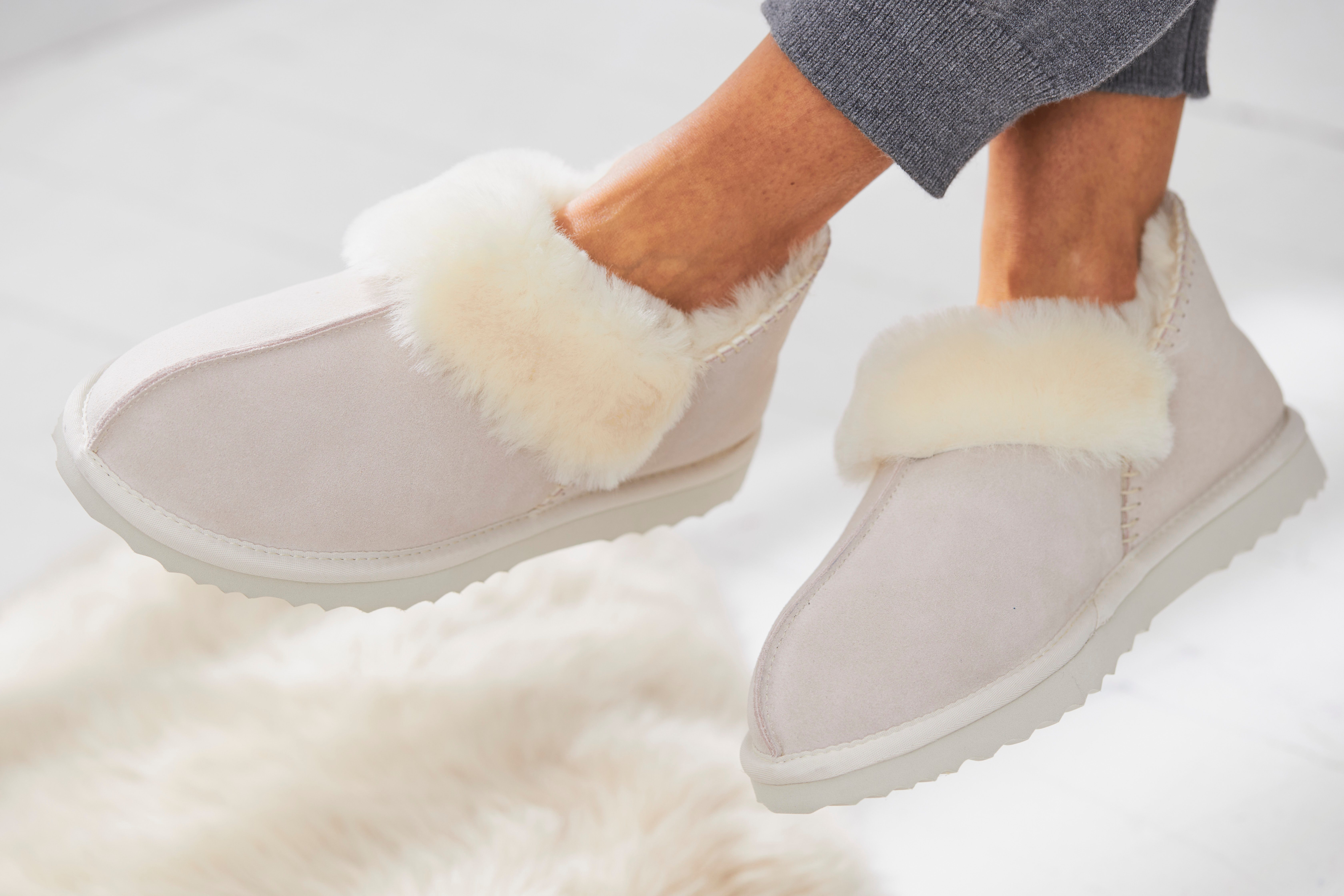 Vivance Pantoffels Pluche pantoffel, pantolette, pantoffel van lamswol