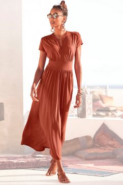 lascana midi-jurk met ritssluiting bij de hals oranje