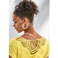 vivance t-shirt met zachte gehaakte kant achter geel