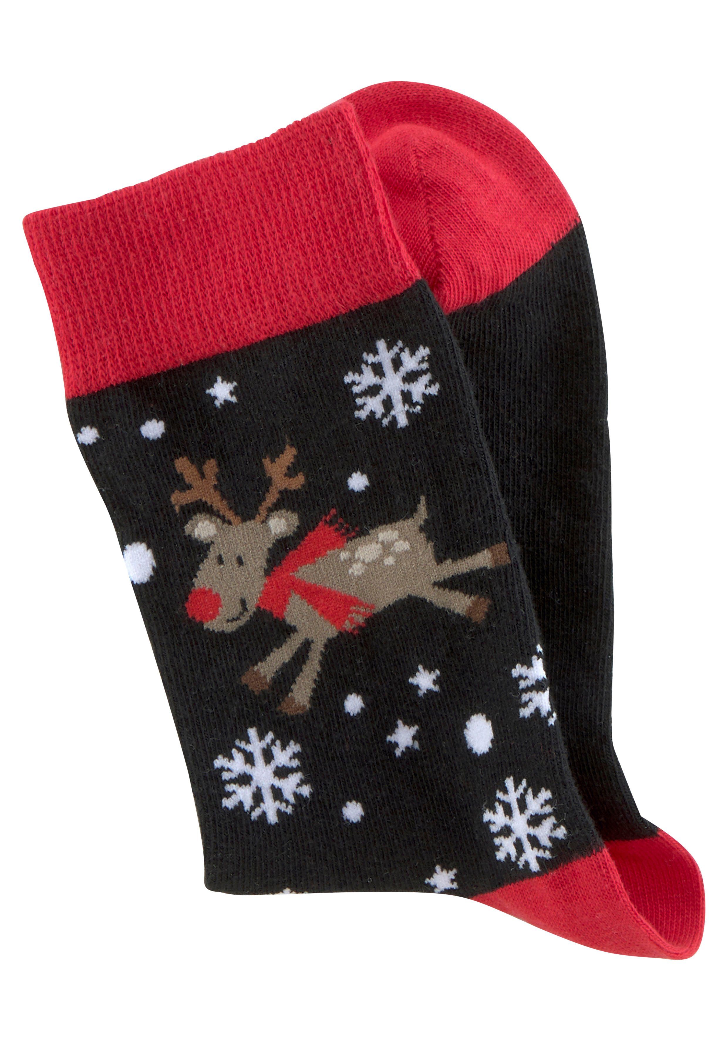 H.I.S Sokken met leuke kerstmotieven (set, 3 paar)