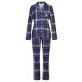 h.i.s pyjama met ruitmotief all-over van flanel blauw