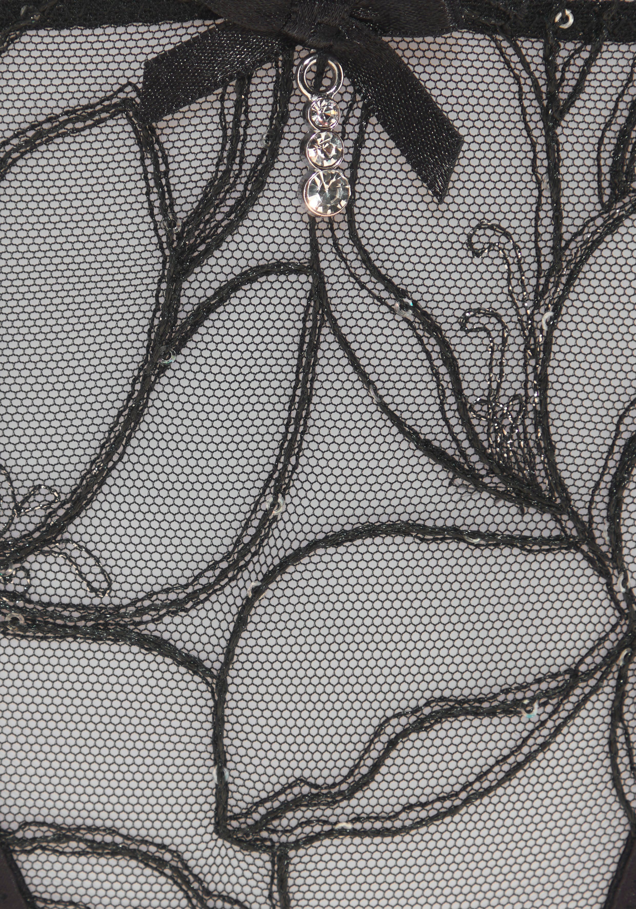 Lascana String met glanzende kant en spannende bandlook