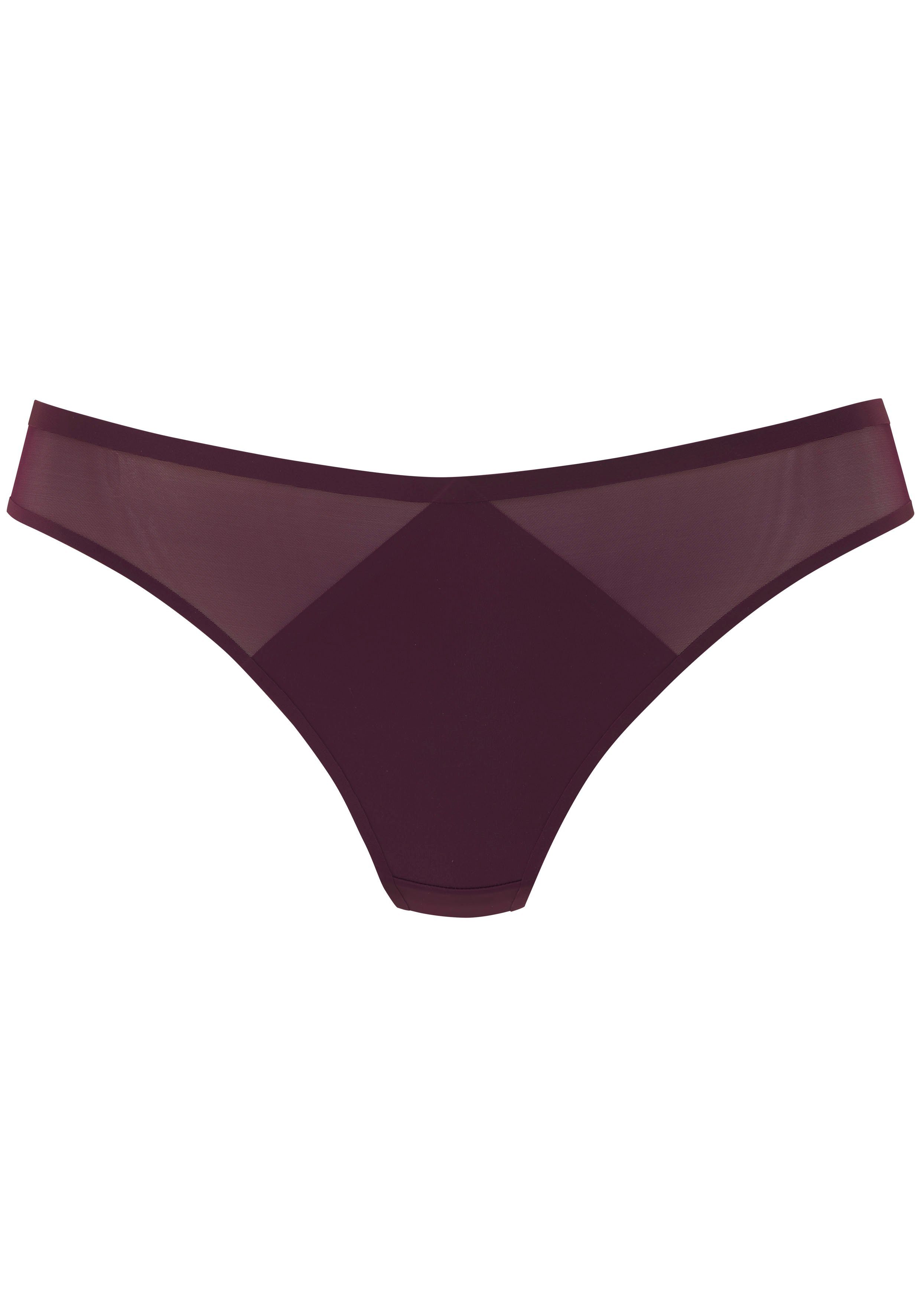 s.Oliver RED LABEL Beachwear String Louise met mesh-inzetten opzij strings maat 32/34 paars