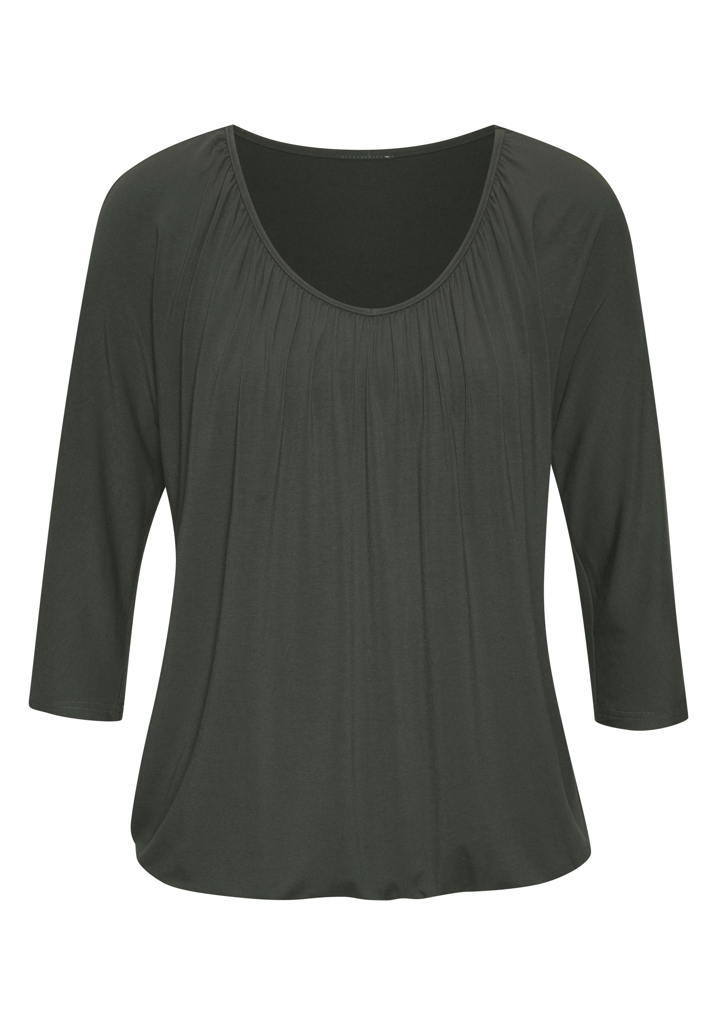 Lascana Shirt met 3/4 mouwen Met fijne plooien bij de hals