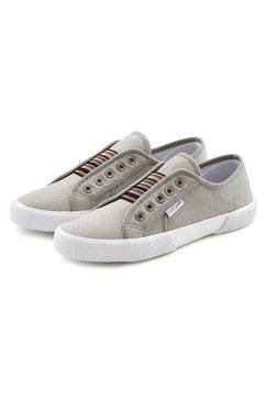lascana sneakers met kleurcontrasten en elastiek grijs