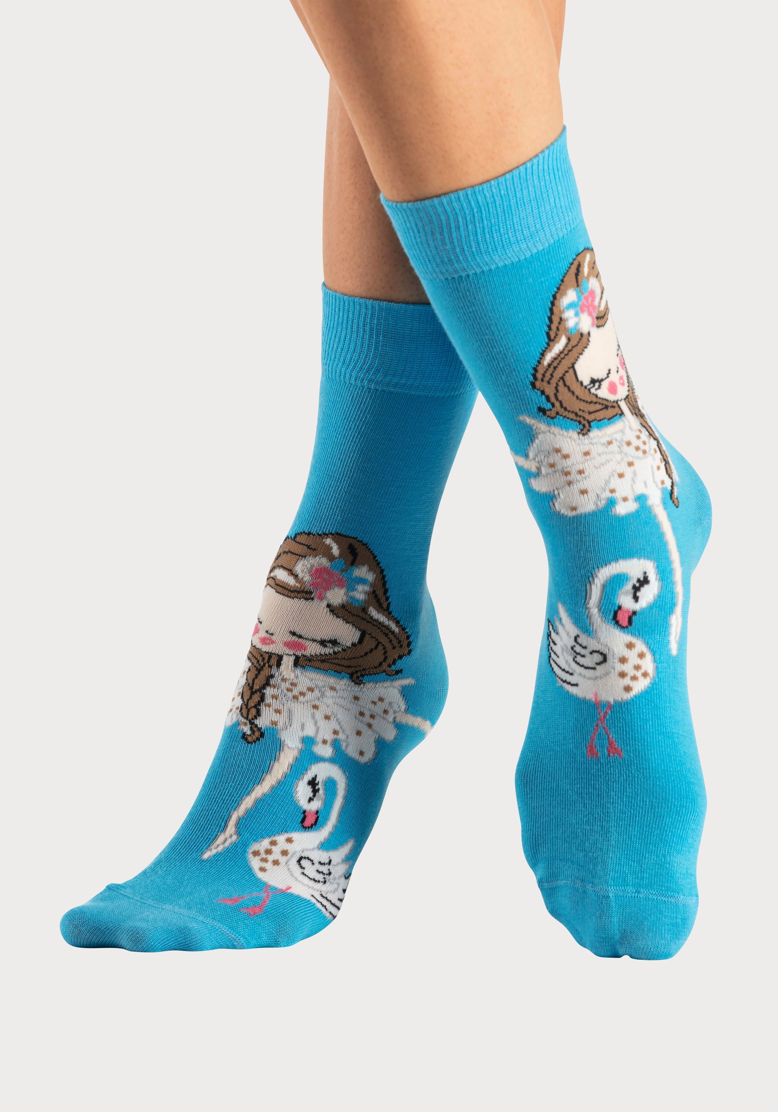 H.I.S Vrijetijdssokken met balletmotieven (set, 5 paar)
