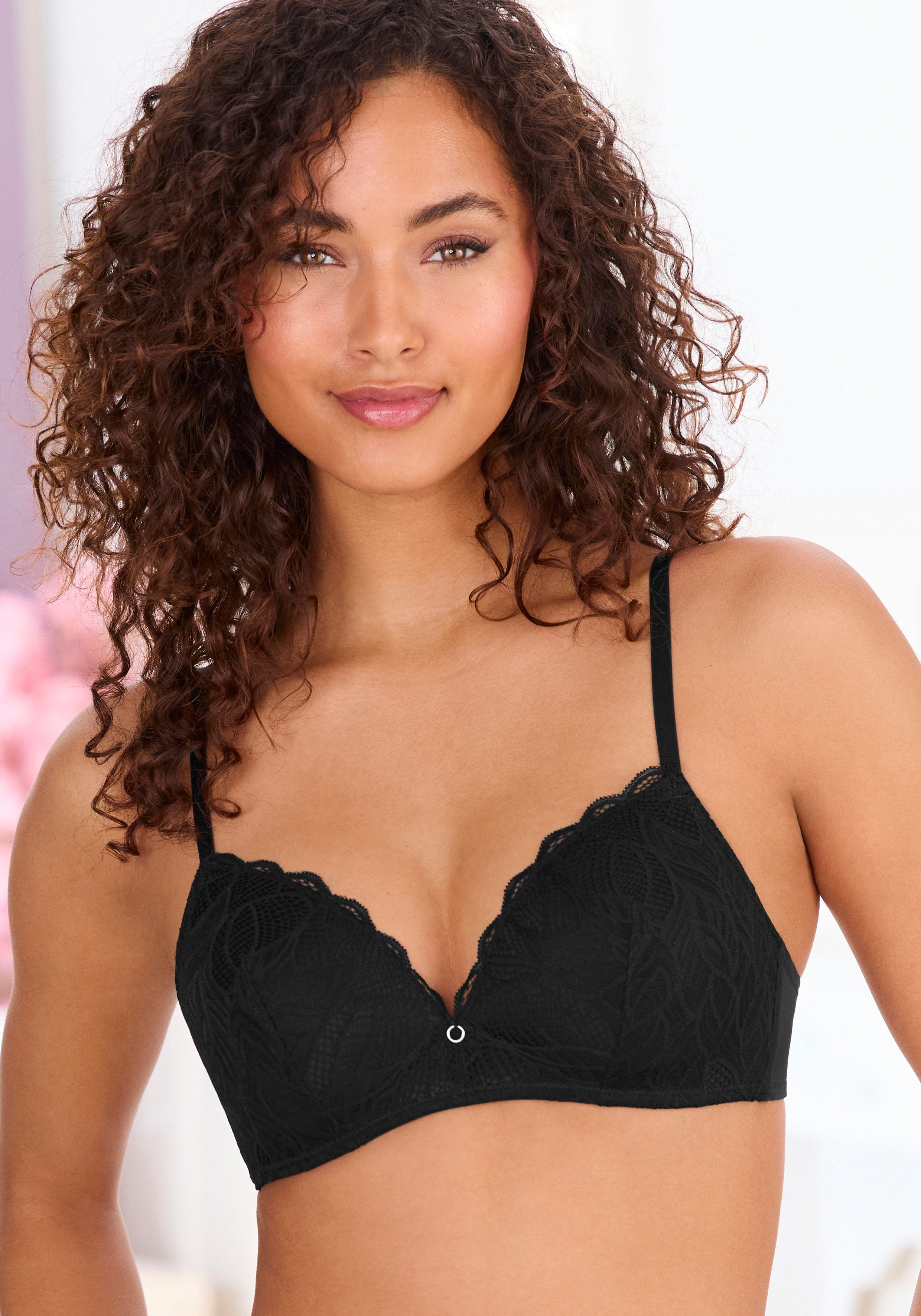Lascana Bralette-bh zonder beugel met fijn kant met bladerenmotief, lingerie